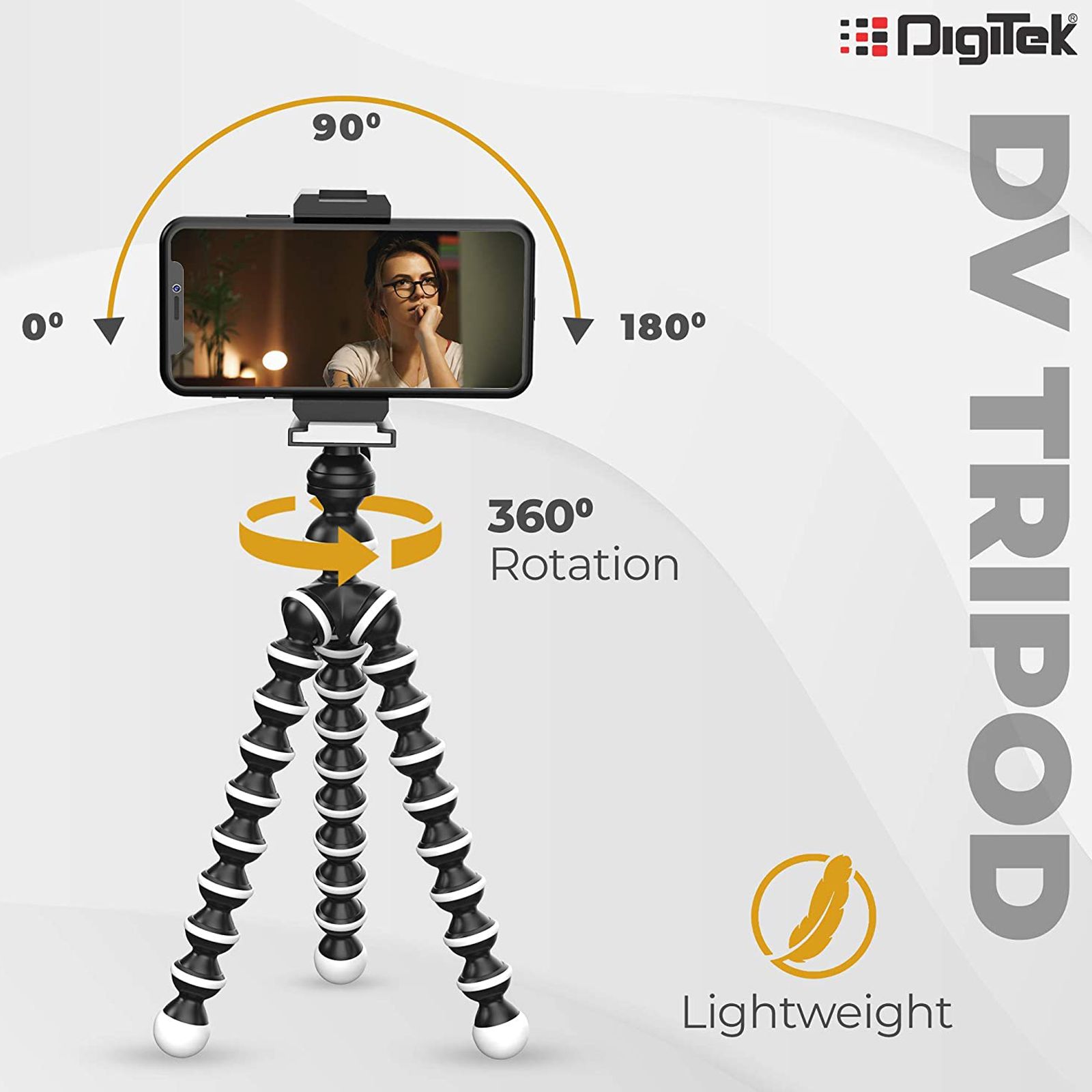 DigiTek DTR 260 GT 24cm Adjustable GorillaPod for Mobile and Camera with Remote (Rotating Sphere, Black)_6