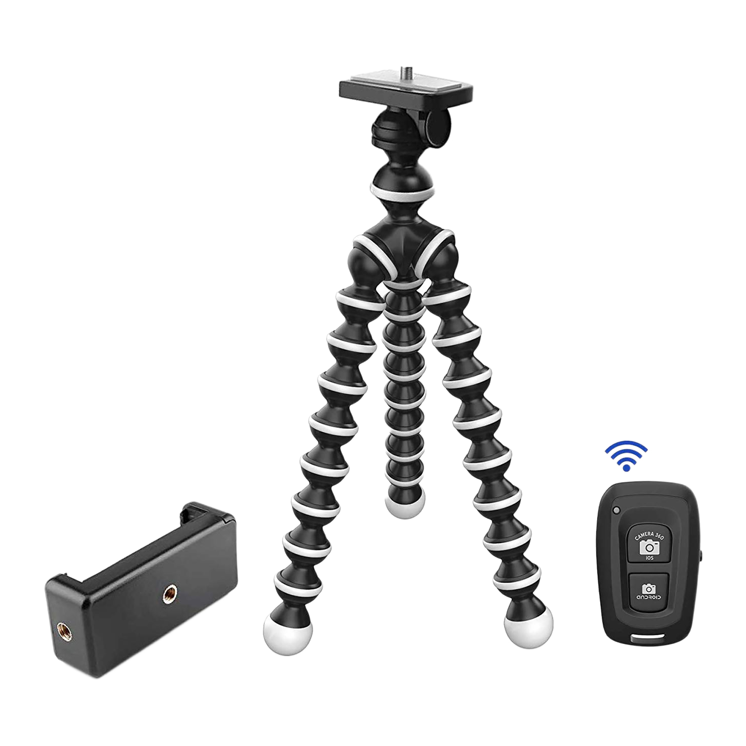 DigiTek DTR 260 GT 24cm Adjustable GorillaPod for Mobile and Camera with Remote (Rotating Sphere, Black)_9