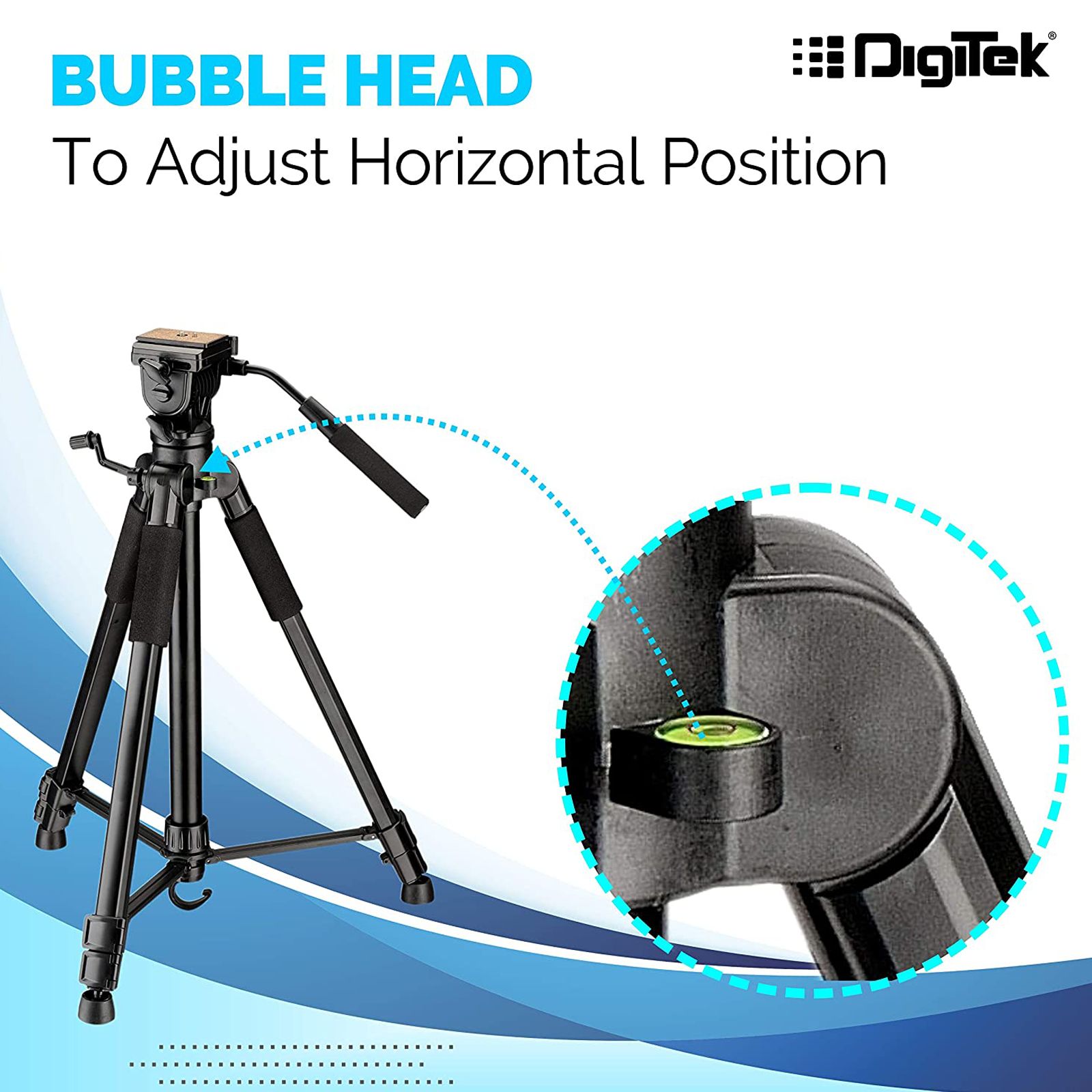 DigiTek DTR 590 VD PRO 180cm Adjustable Tripod for Camera (2 Way Adjustable Head, Black) DigiTek DTR 590 VD PRO 180cm Adjustable Tripod for Camera (2 Way Adjustable Head, Black)_6