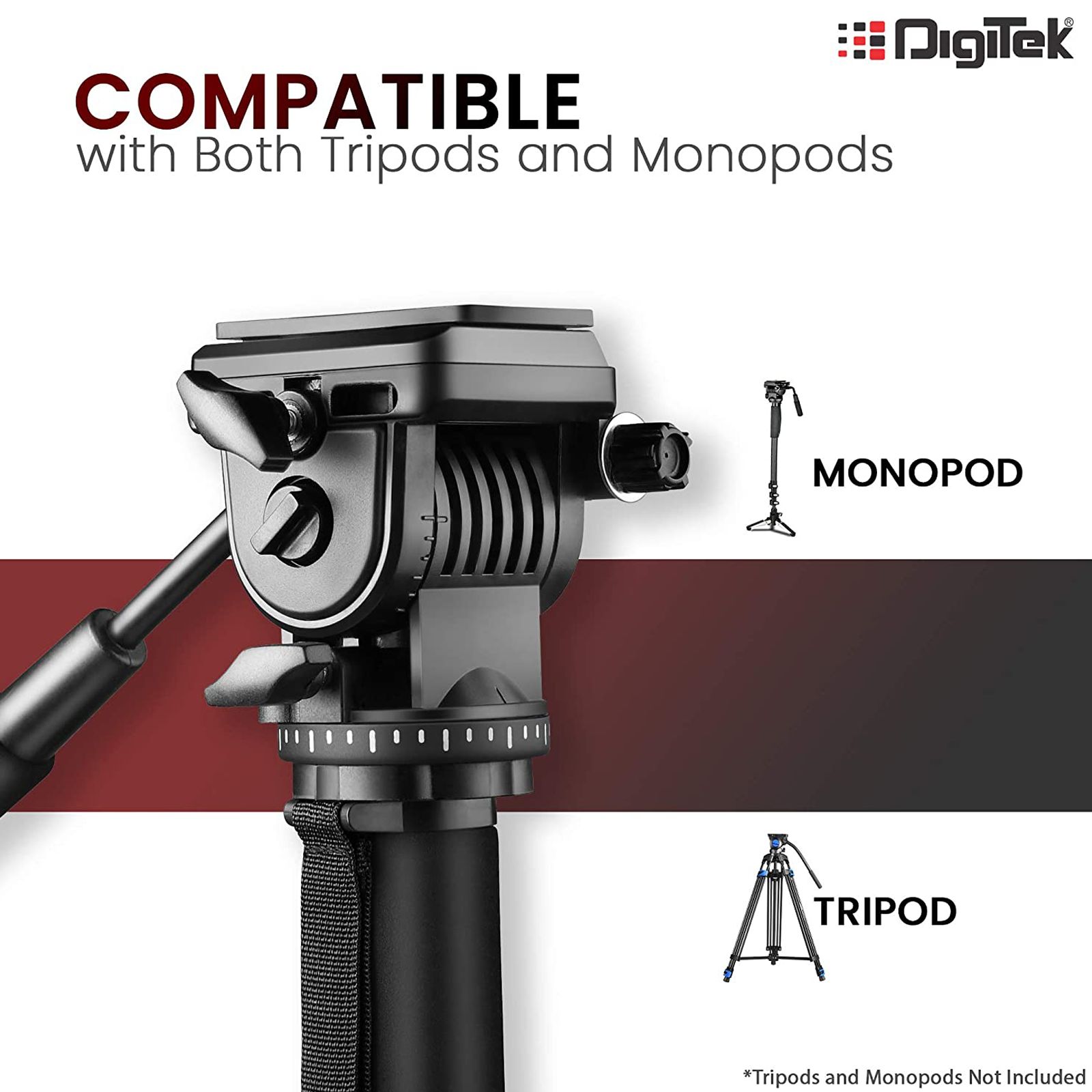 DigiTek DVH 001 PRO Tripod Mount for Camera (360 Degree Locking Knob, Black)_7