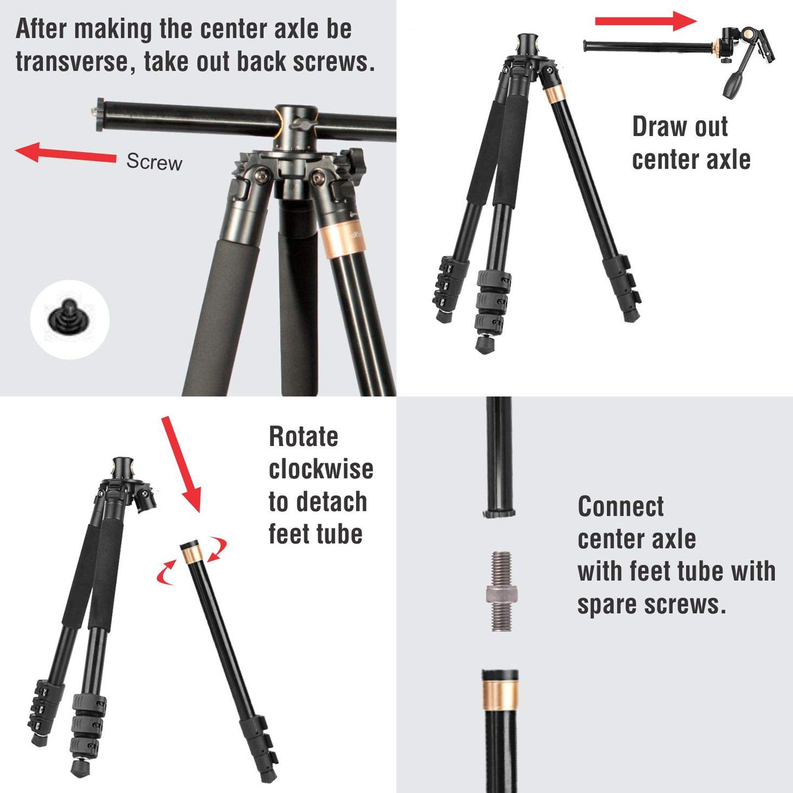 HIFFIN HF-999 183cm Adjustable Tripod for Mobile and Camera (360 Degree Panning Bed, Black) HIFFIN HF-999 183cm Adjustable Tripod for Mobile and Camera (360 Degree Panning Bed, Black)_7