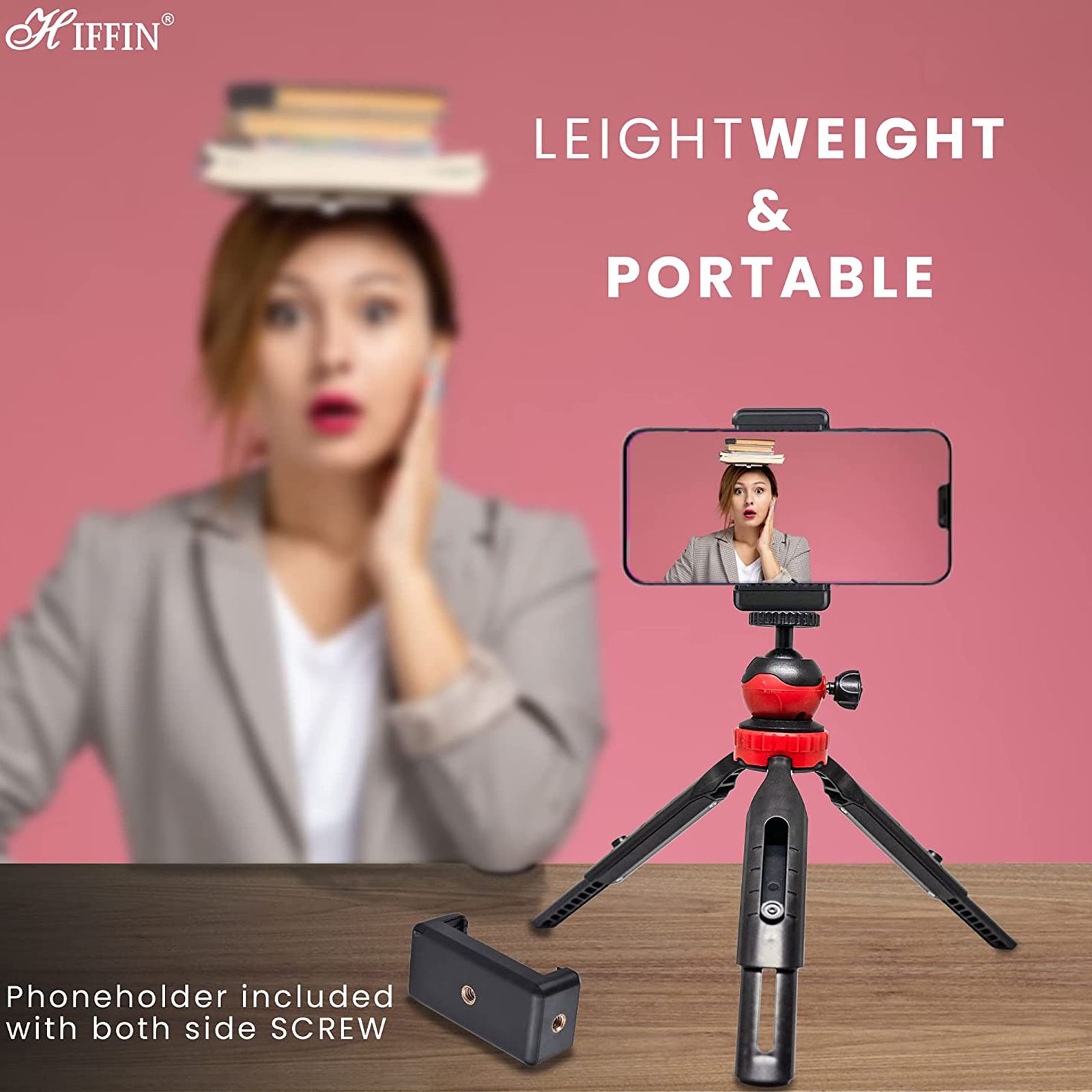 HIFFIN HF-350 19.81cm Adjustable Mini Tripod for Mobile and Camera (Anti Skid Feet, Black)_6