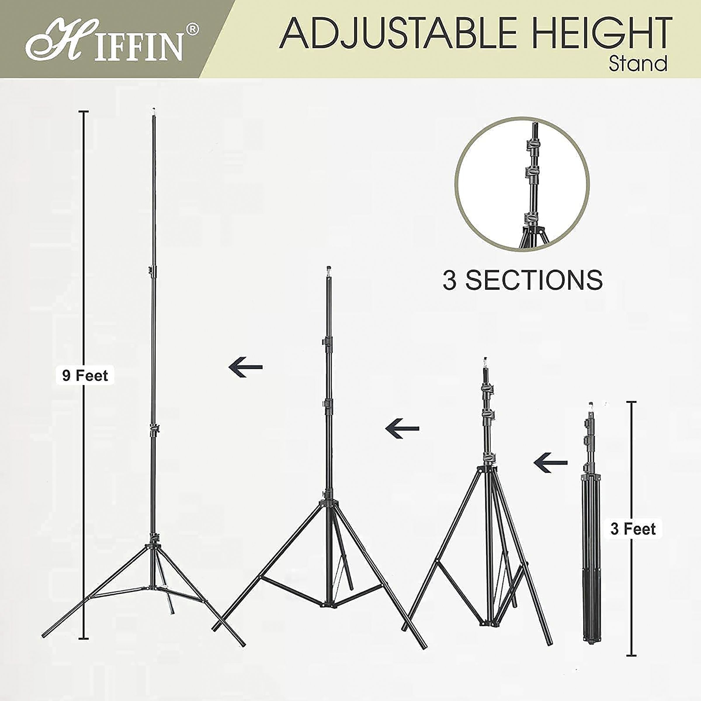 HIFFIN E27 Studio Single Holder Umbrella Lighting Kit (Supports Up to 6000 g)_6