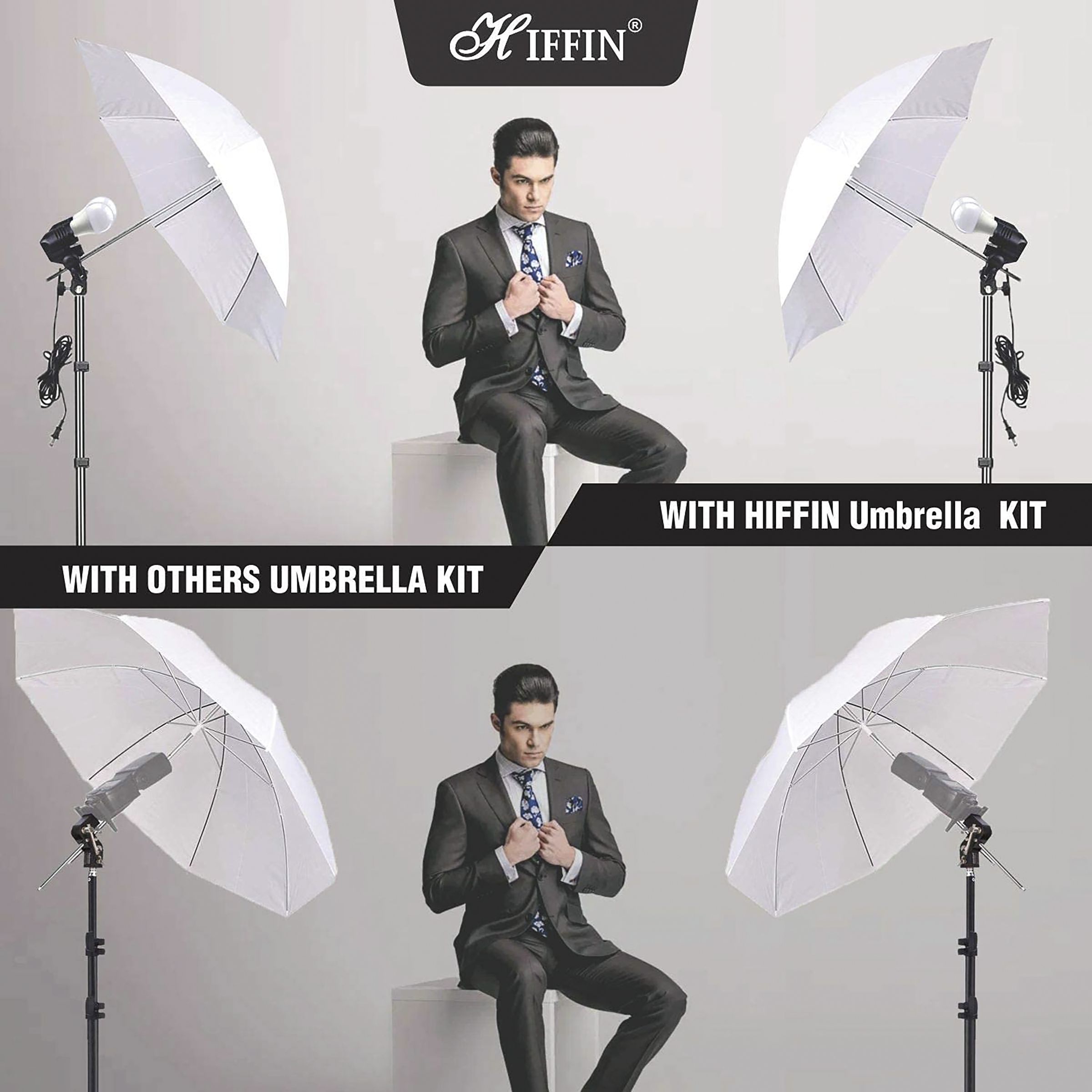 HIFFIN E27 Studio Single Holder Umbrella Lighting Kit (Supports Up to 6000 g)_7