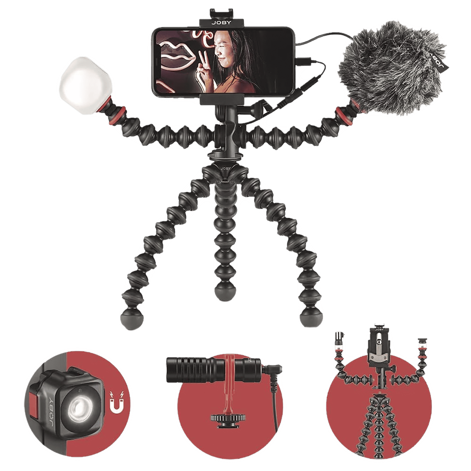 JOBY GorillaPod 33cm Adjustable Tripod for Mobile and Camera with Mic (Flexible Legs, Black)_11
