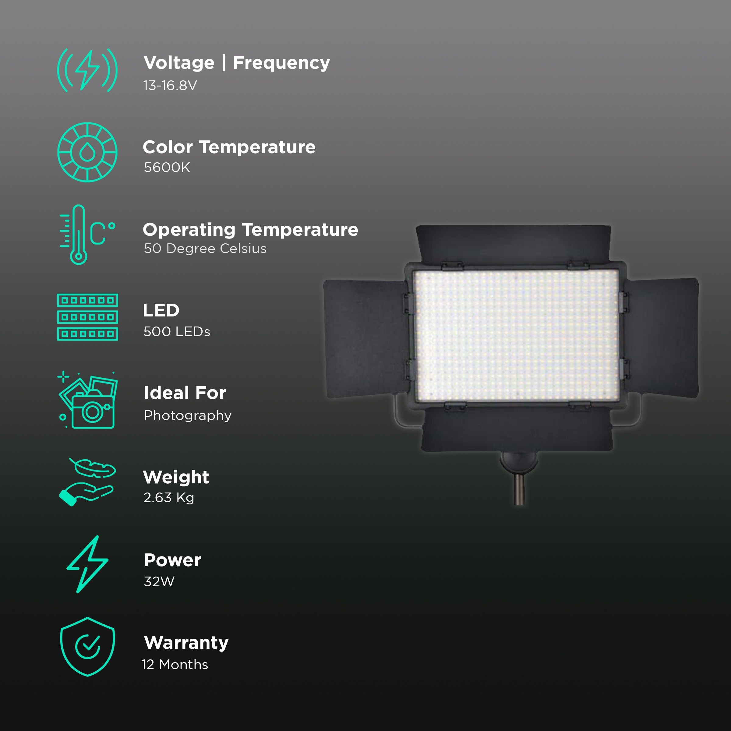 Godox 500W LED Video Light for Photography (Wirelessly Adjust Brightness)_3