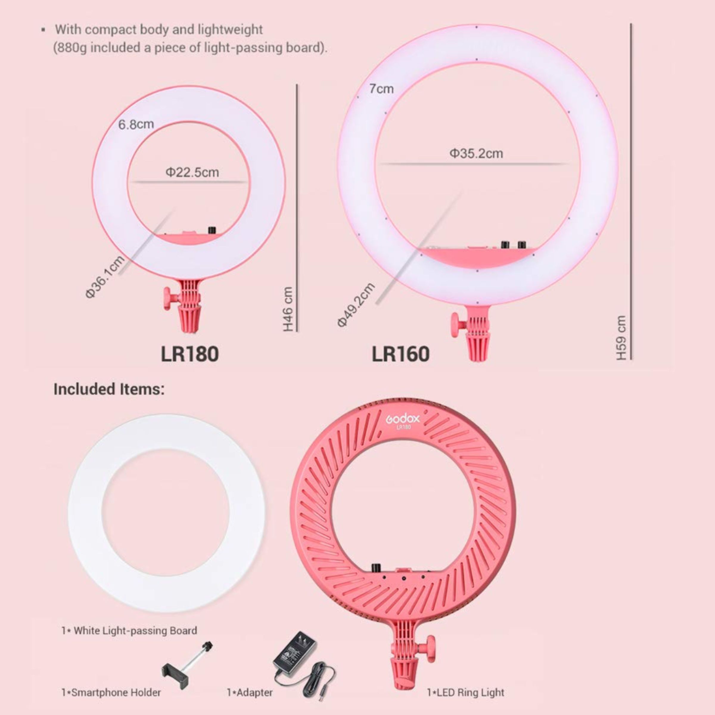 Godox LR180 Ring Light with Mobile Holder for Still Photography & Videography (180 LED Beads) Godox LR180 Ring Light with Mobile Holder for Still Photography & Videography (180 LED Beads)_10