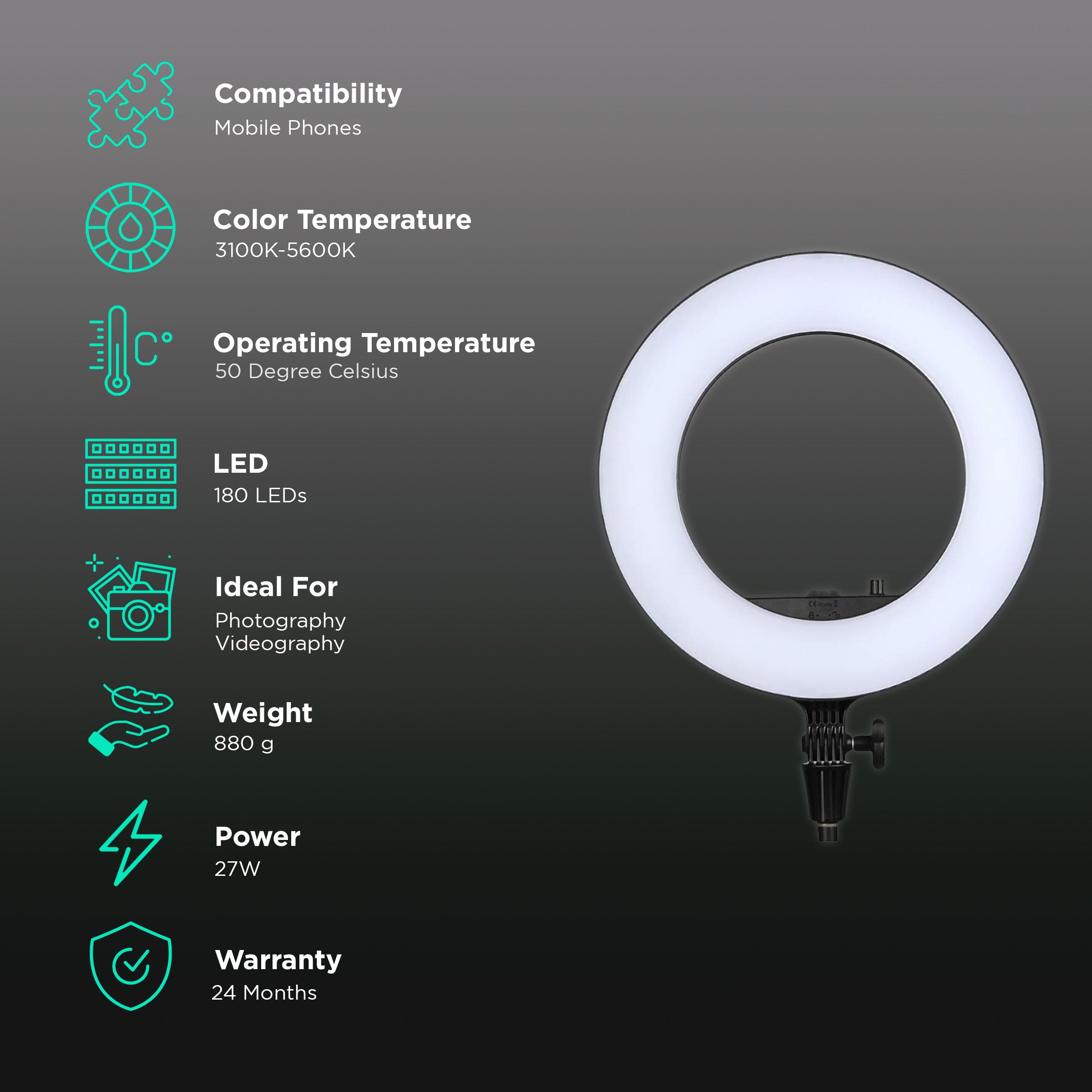 Godox LR180 Ring Light with Mobile Holder for Still Photography & Videography (180 LED Beads) Godox LR180 Ring Light with Mobile Holder for Still Photography & Videography (180 LED Beads)_3