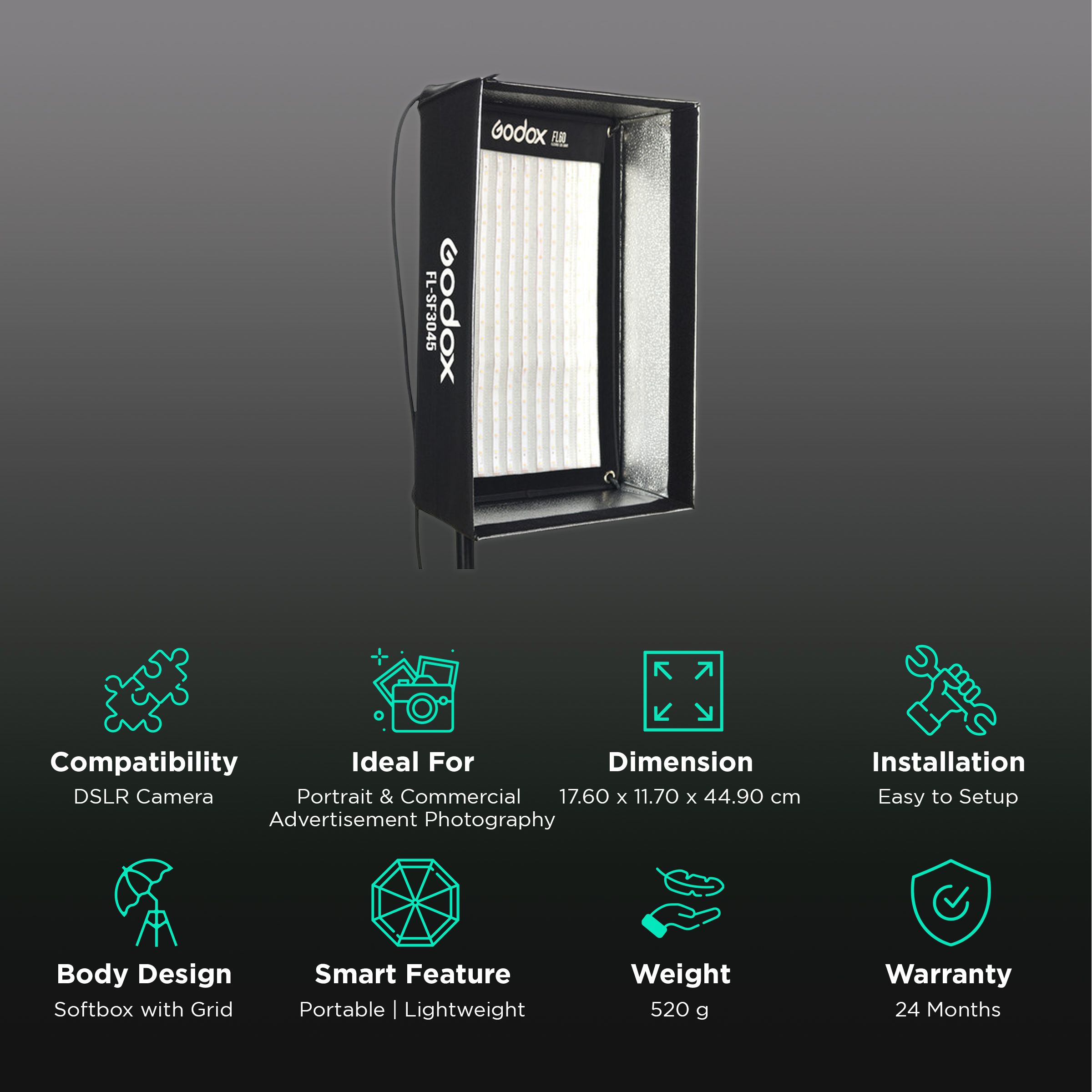 Godox FL Series Softbox with Grid for FL60 LED Panel (Lightweight & Portable) Godox FL Series Softbox with Grid for FL60 LED Panel (Lightweight & Portable)_2