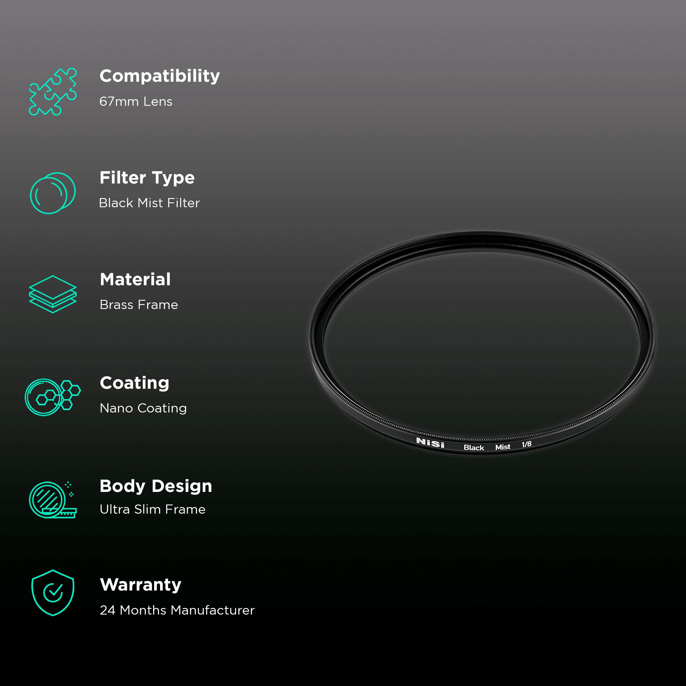NiSi Black Mist 1/8 67mm Camera Lens Black Mist Filter (Reduces Highlights & Lower Contrast) NiSi Black Mist 1/8 67mm Camera Lens Black Mist Filter (Reduces Highlights & Lower Contrast)_2