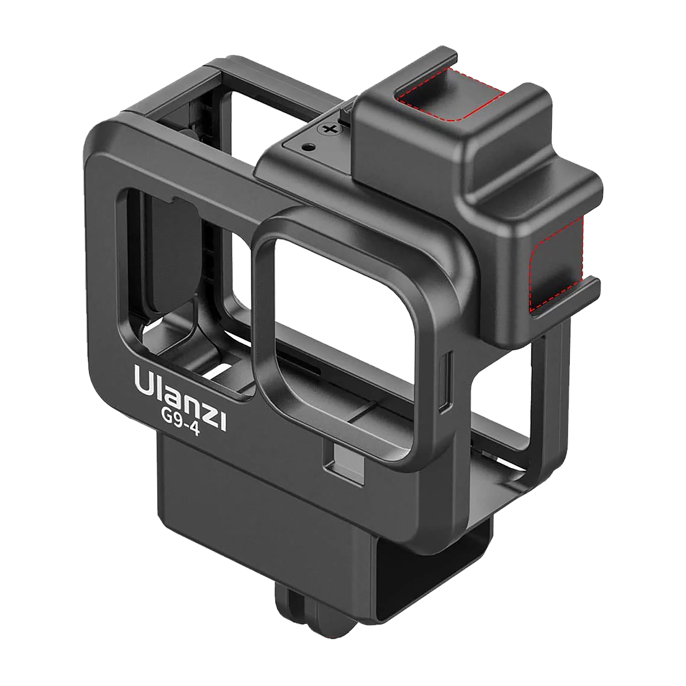 Hiffin Frame Shell For GoPro Hero 9/10/11 & Hero 9-4  (Cold Shoe Mount, Acc H9 & H1, Black)_4