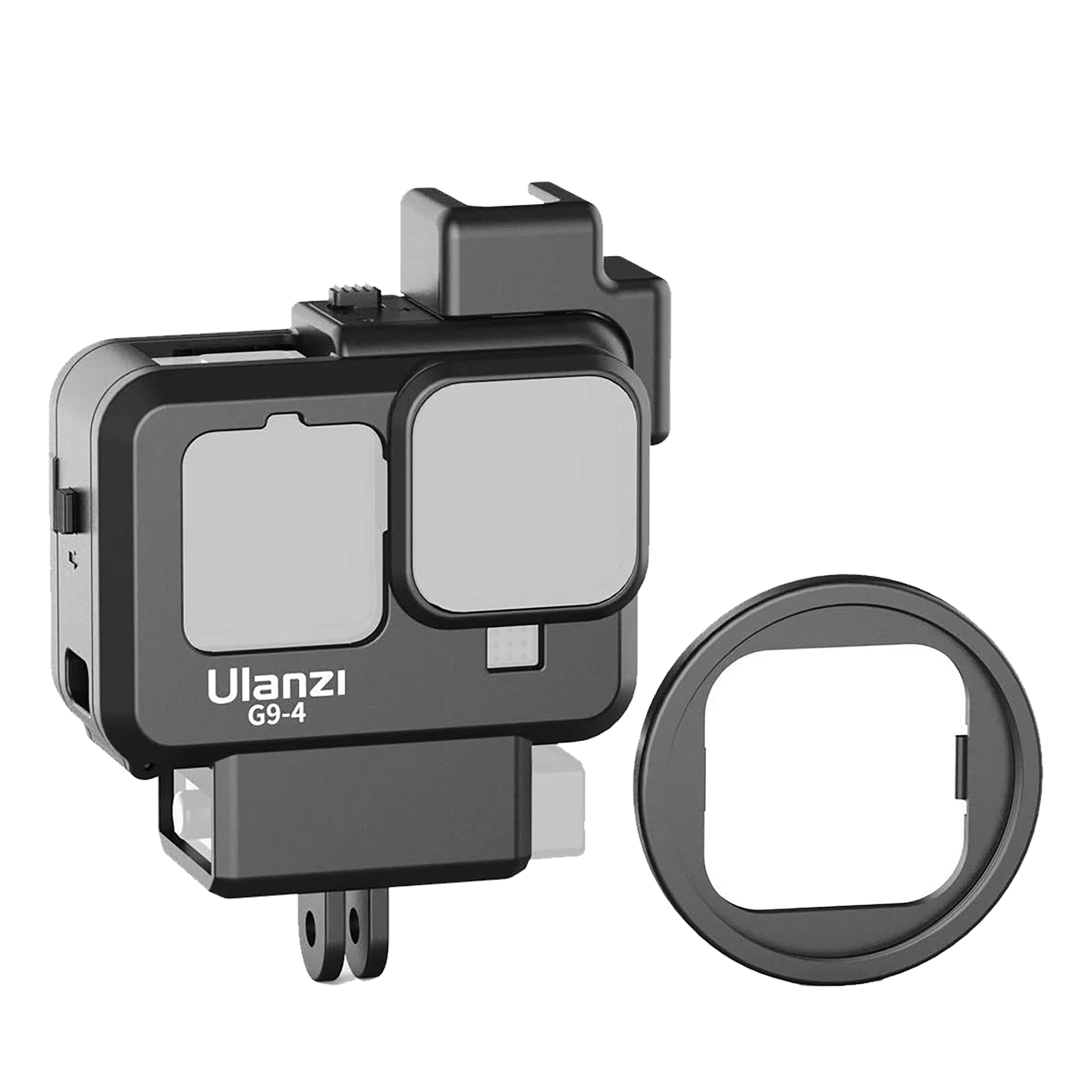 Hiffin Frame Shell For GoPro Hero 9/10/11 & Hero 9-4  (Cold Shoe Mount, Acc H9 & H1, Black)_7