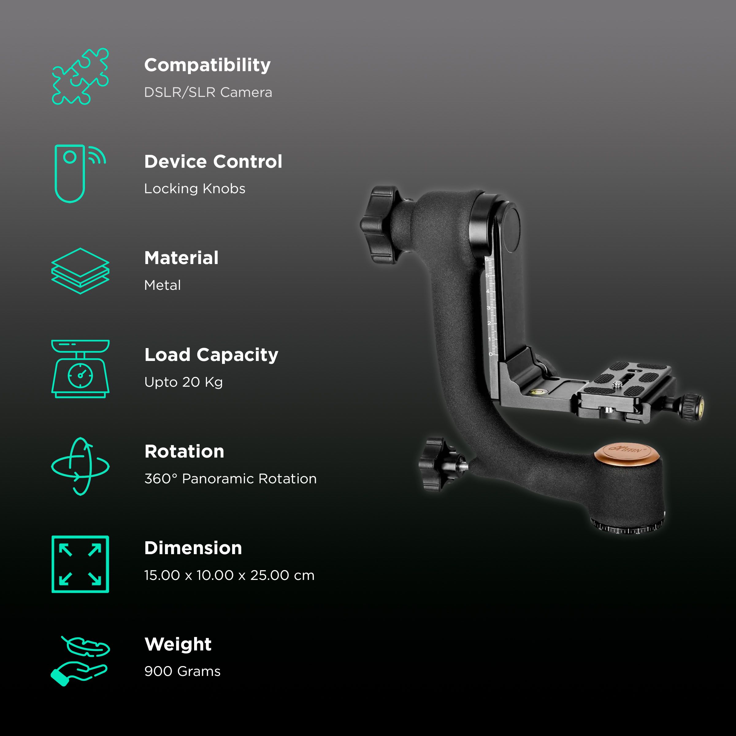 HIFFIN Professional Tripod Mount for Camera (360 Degree Rotation, Black) HIFFIN Professional Tripod Mount for Camera (360 Degree Rotation, Black)_2