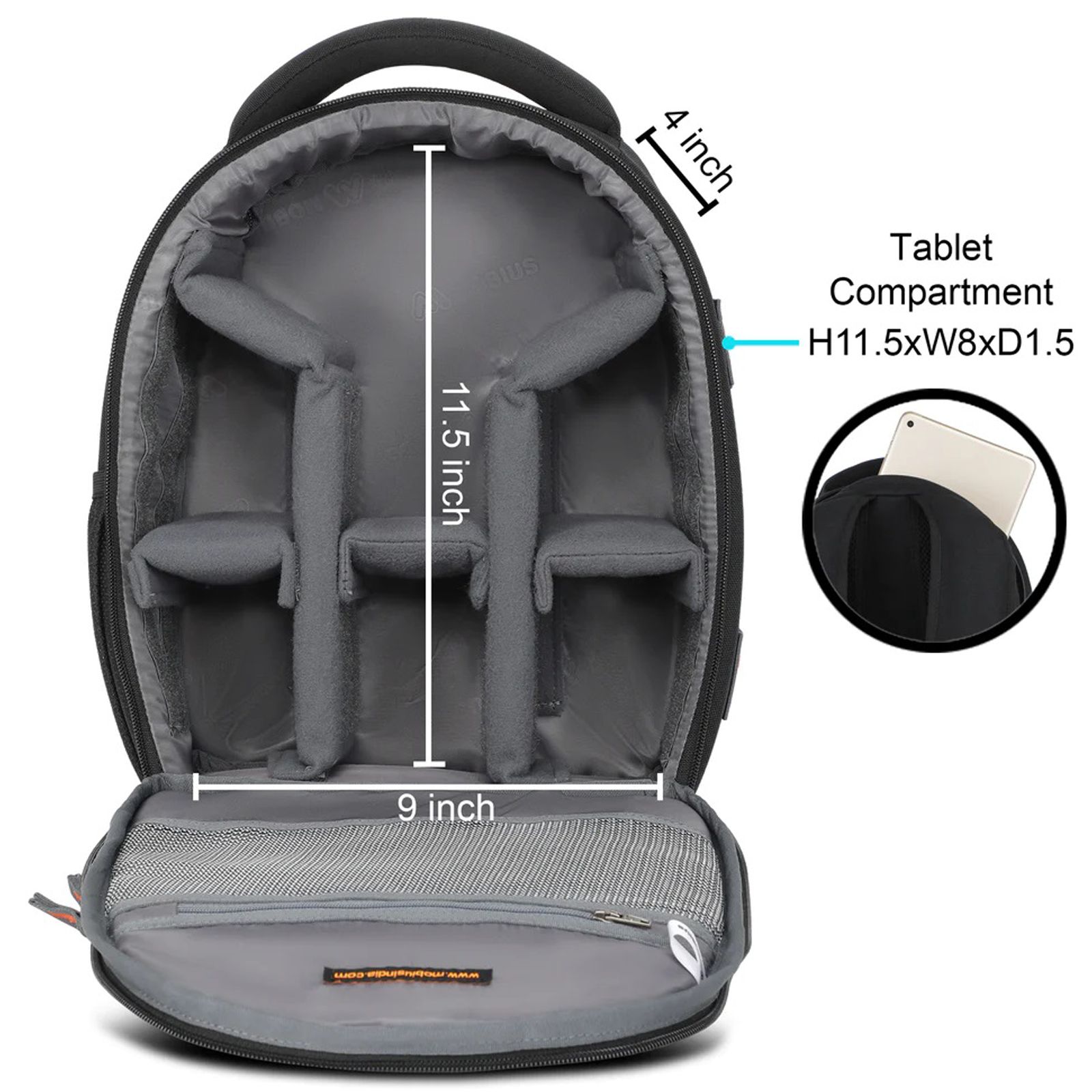 Mobius Focus Water Repellent Backpack Camera Bag for DSLR (Tripod Holder, Black) Mobius Focus Water Repellent Backpack Camera Bag for DSLR (Tripod Holder, Black)_4