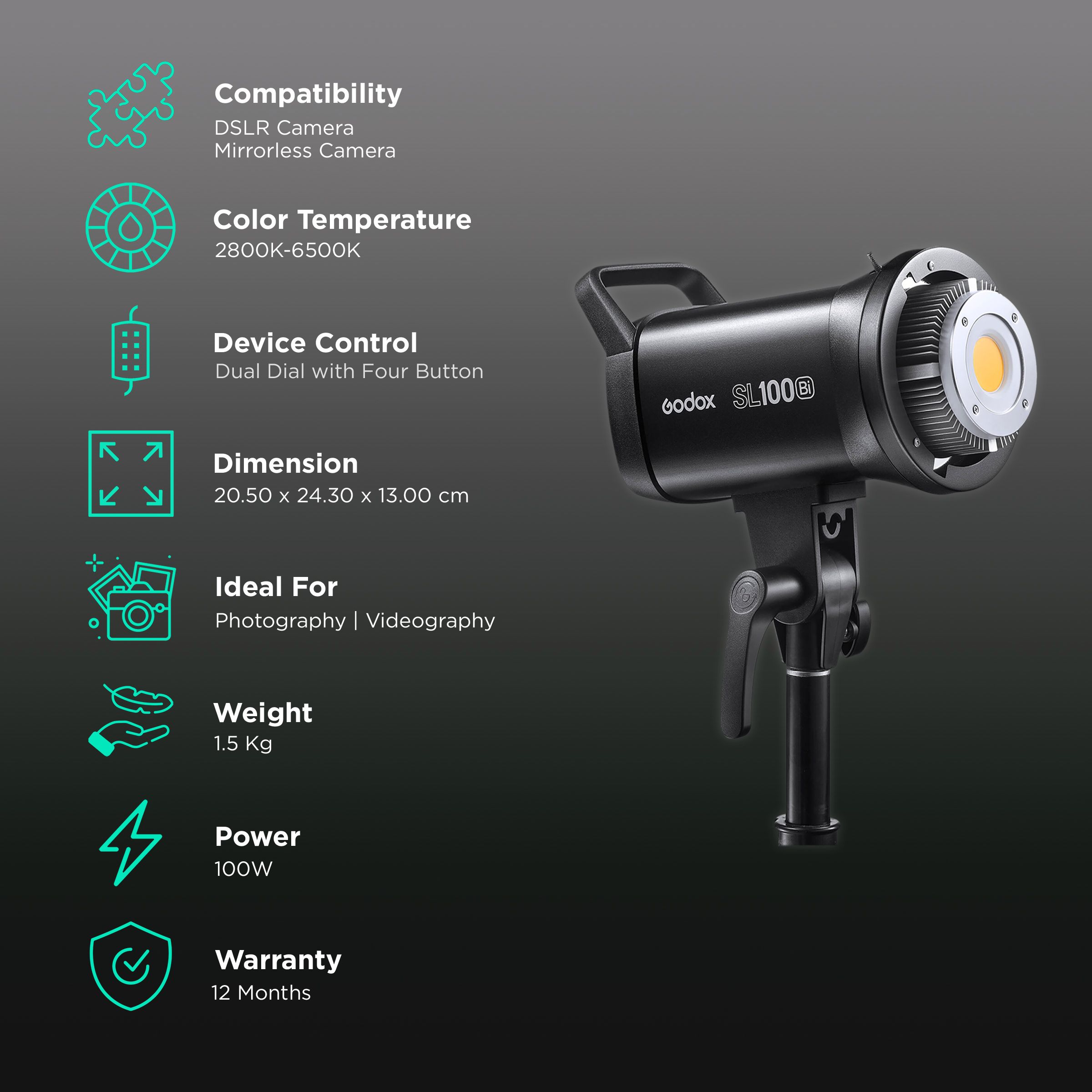 Godox SL100Bi LED Video Light with Bluetooth Connectivity for Photography & Videography (11 Lighting Effects) Godox SL100Bi LED Video Light with Bluetooth Connectivity for Photography & Videography (11 Lighting Effects)_3