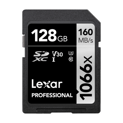 Lexar Professional 1066x SILVER Series SDXC 128GB Class 10, Class 3, Class 30 160MB/s Memory Card