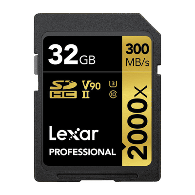 Lexar Professional 1800x GOLD Series SDHC
                      32GB Class 10 300MB/s Memory Card
