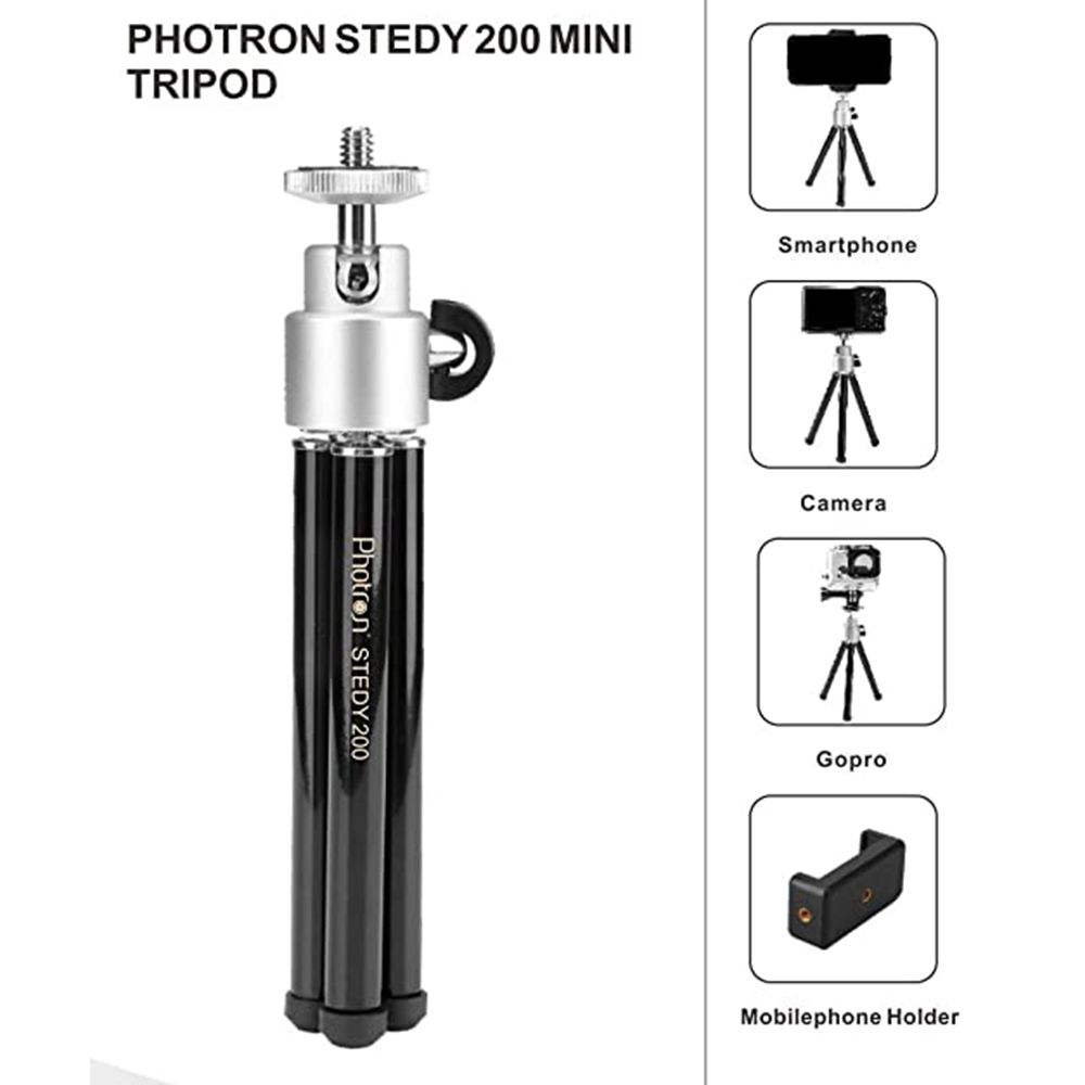 Photron Stedy 200 26.5cm Adjustable Mini Tripod for Mobile and Camera (360 Degree Rotatable, Black) Photron Stedy 200 26.5cm Adjustable Mini Tripod for Mobile and Camera (360 Degree Rotatable, Black)_11