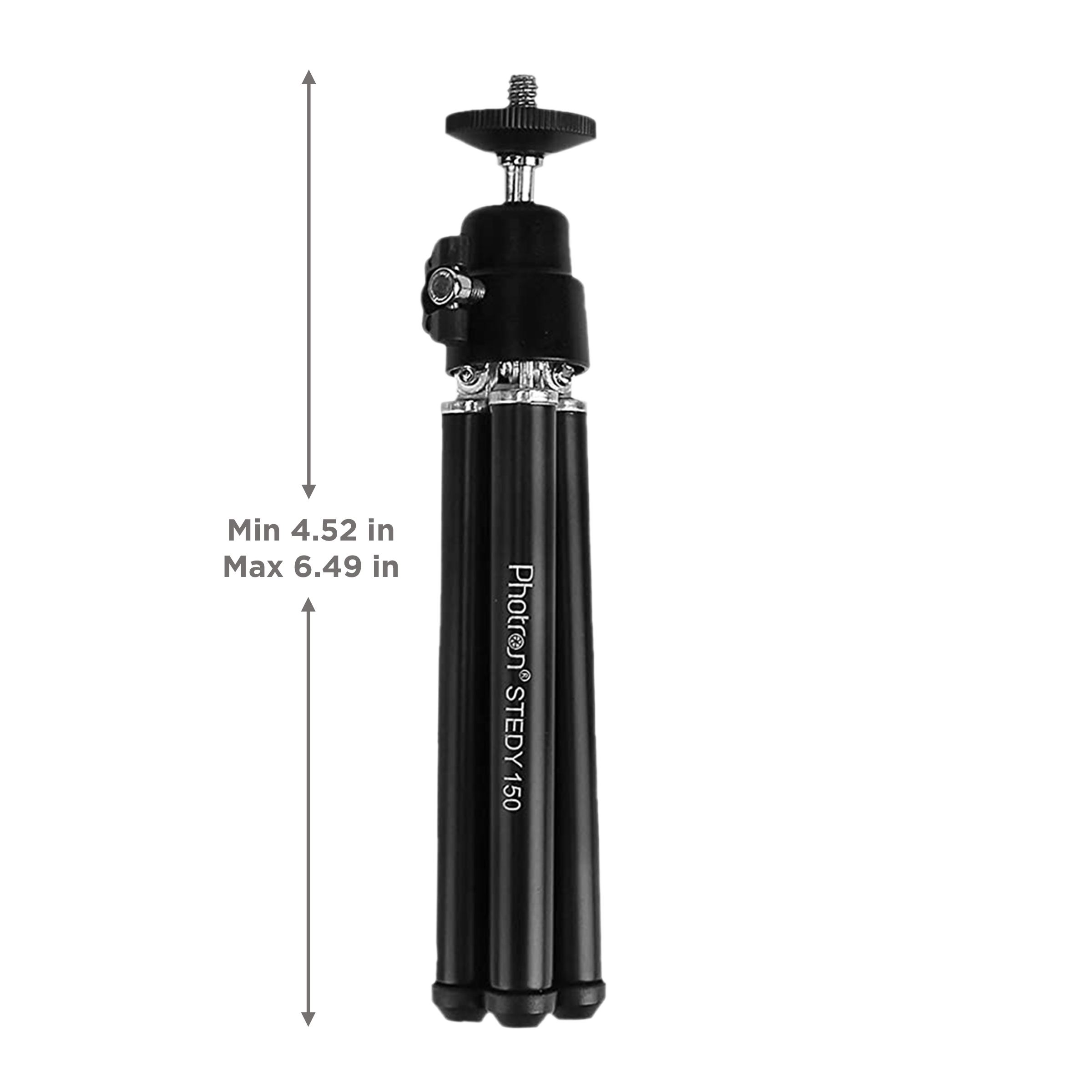 Photron Stedy 150 16.5cm Adjustable Tripod for Mobile and Camera (Ball Head, PH150M, Black)_3