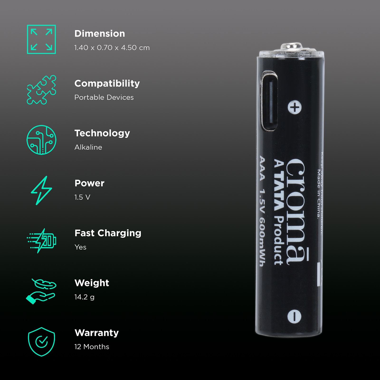 Croma AAA Rechargeable Battery (Pack of 2) Croma AAA Rechargeable Battery (Pack of 2)_2