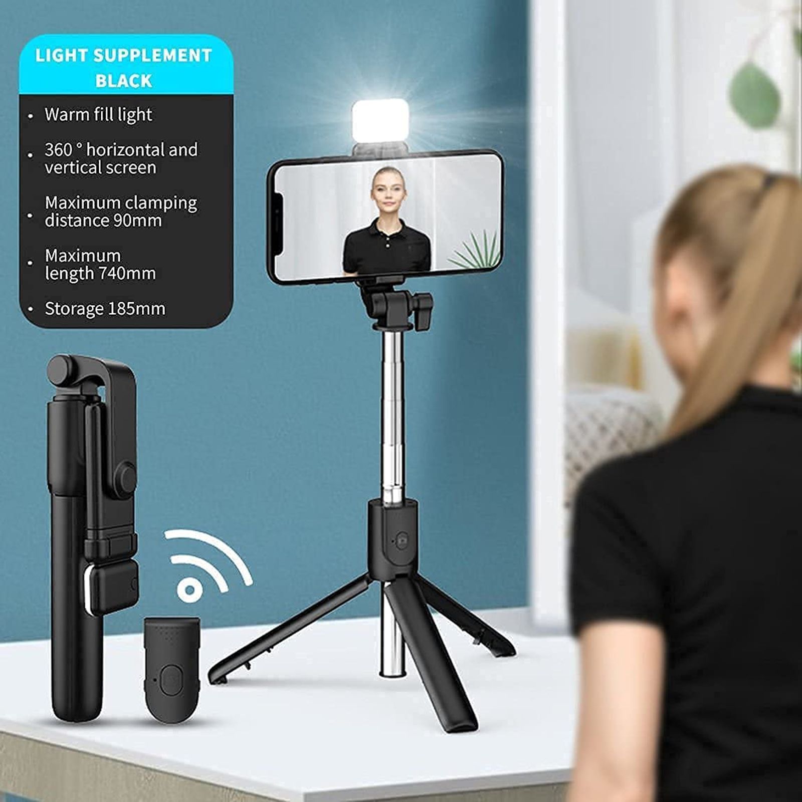 Capture Magiic 24 70cm Adjustable Bluetooth Selfie Stick for Mobile with Remote (360 Degree Rotatable, Black)_7