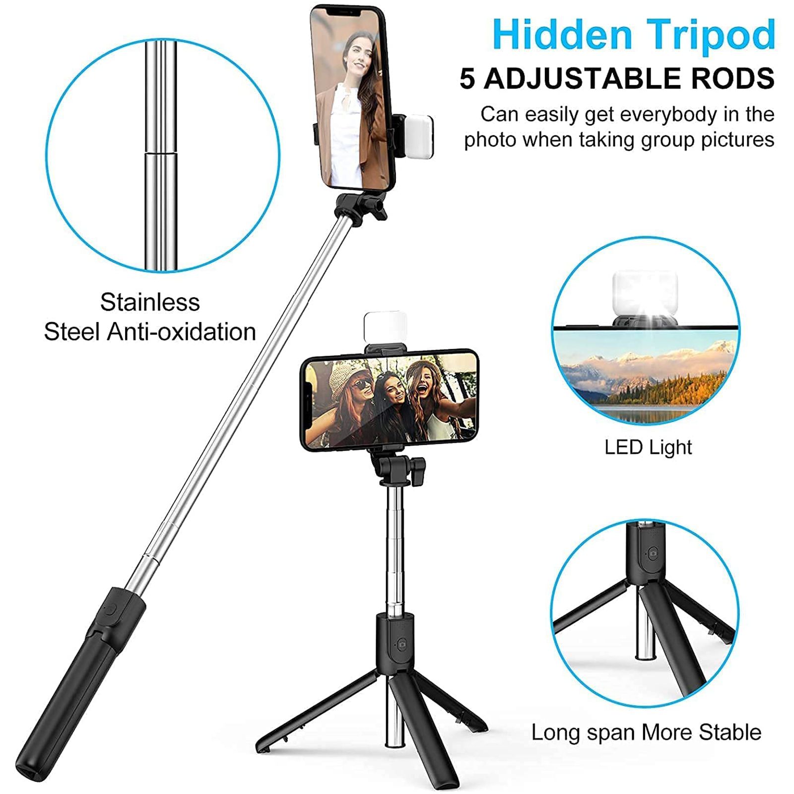 Capture Magiic 24 70cm Adjustable Bluetooth Selfie Stick for Mobile with Remote (360 Degree Rotatable, Black)_9