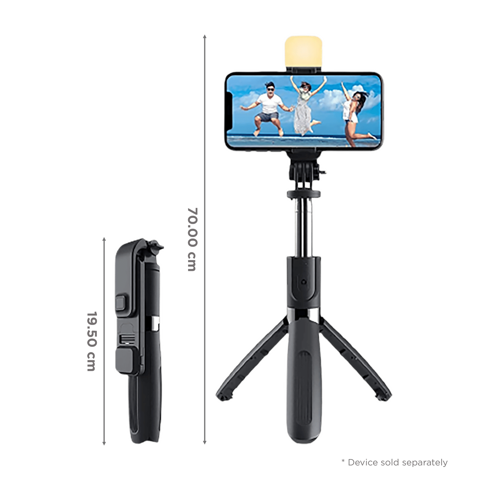 Capture Magiic 24 70cm Adjustable Bluetooth Selfie Stick for Mobile with Remote (360 Degree Rotatable, Black)_2