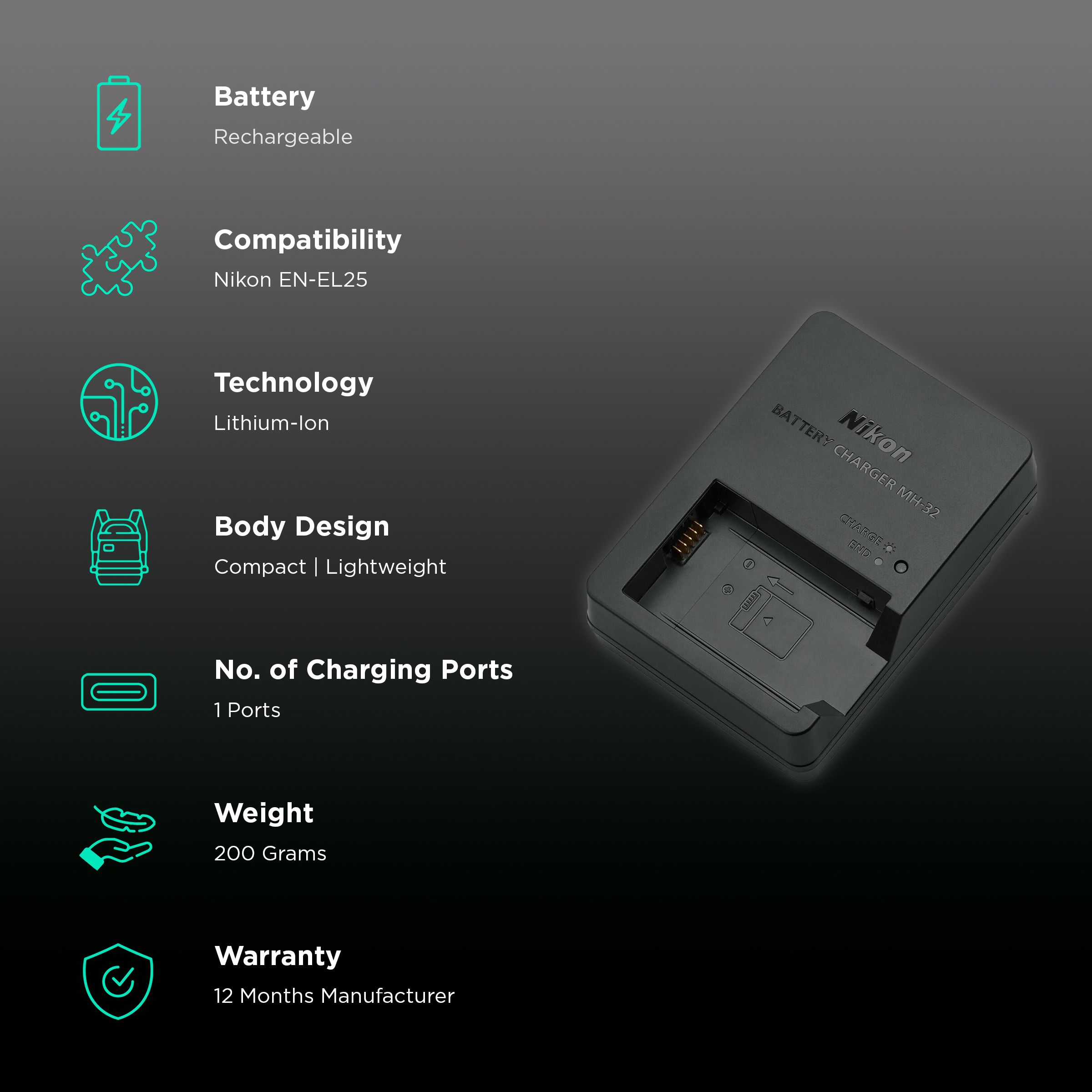 Nikon MH 32 Camera Battery Charger for EN-EL25 (Rechargeable Battery)_2