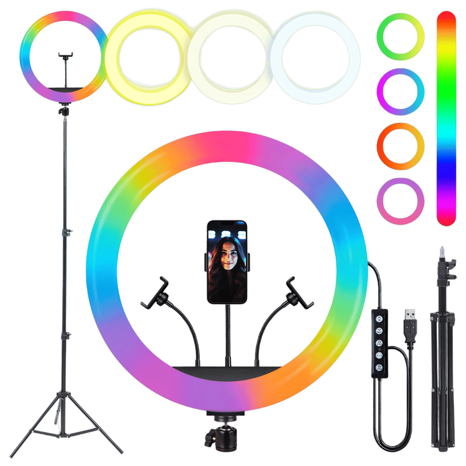IZI Light RGB Ring Light with Tripod Stand for Live Streaming, Makeup and YouTube Video Shooting (Triple Device Compatibility) IZI Light RGB Ring Light with Tripod Stand for Live Streaming, Makeup and YouTube Video Shooting (Triple Device Compatibility)_1