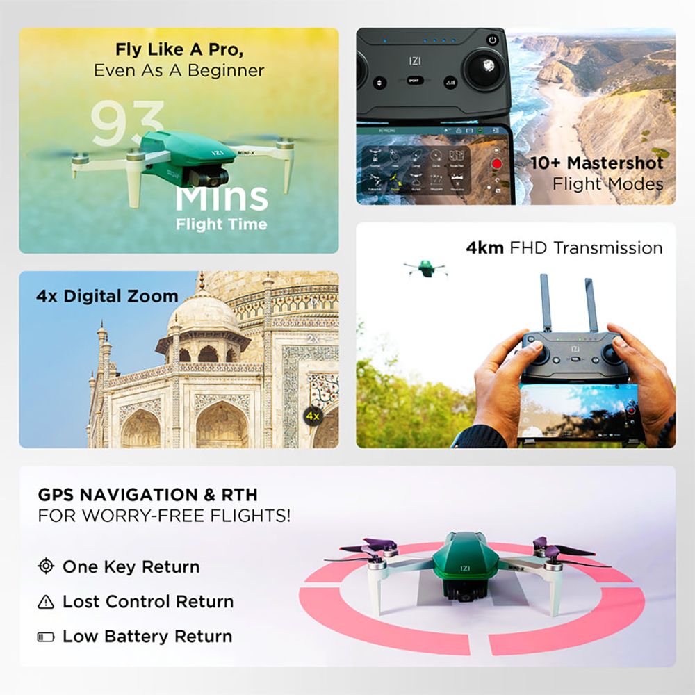 IZI Mini X Drone Combo (3 Axis Stabilized Gimbal, Dark Green) IZI Mini X Drone Combo (3 Axis Stabilized Gimbal, Dark Green)_13