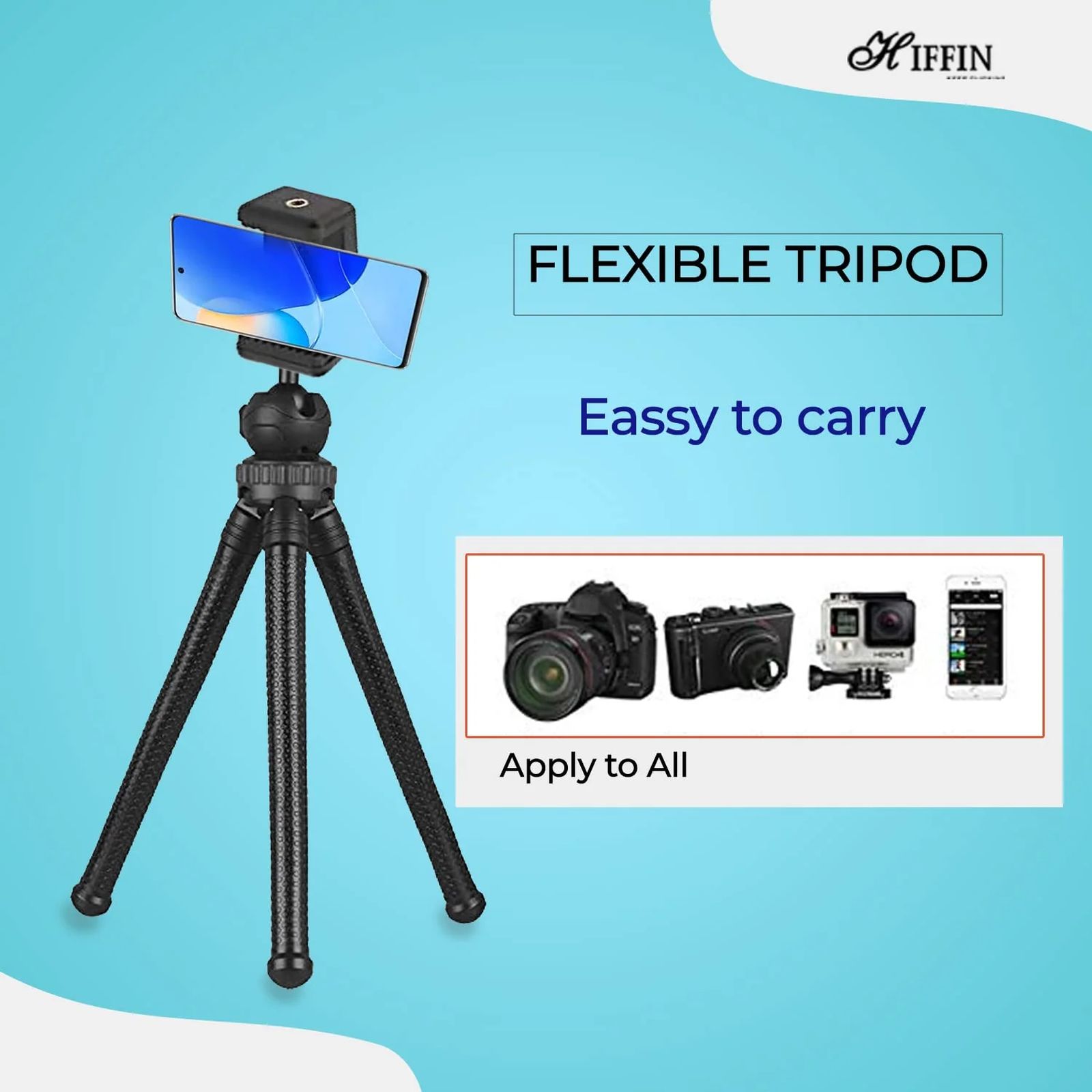 HIFFIN Gorillapod 30.48cm Adjustable Tripod for Mobile and Camera (360 Degree Rotating Ball Head, Black) HIFFIN Gorillapod 30.48cm Adjustable Tripod for Mobile and Camera (360 Degree Rotating Ball Head, Black)_7
