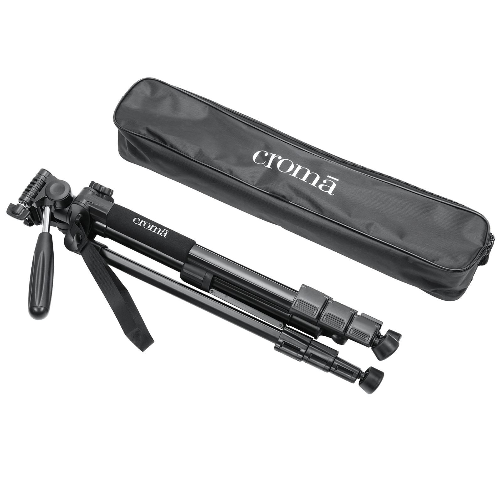 Croma 163cm Adjustable Tripod for Mobile and Camera (4 Section Height Adjustment, Black)_8