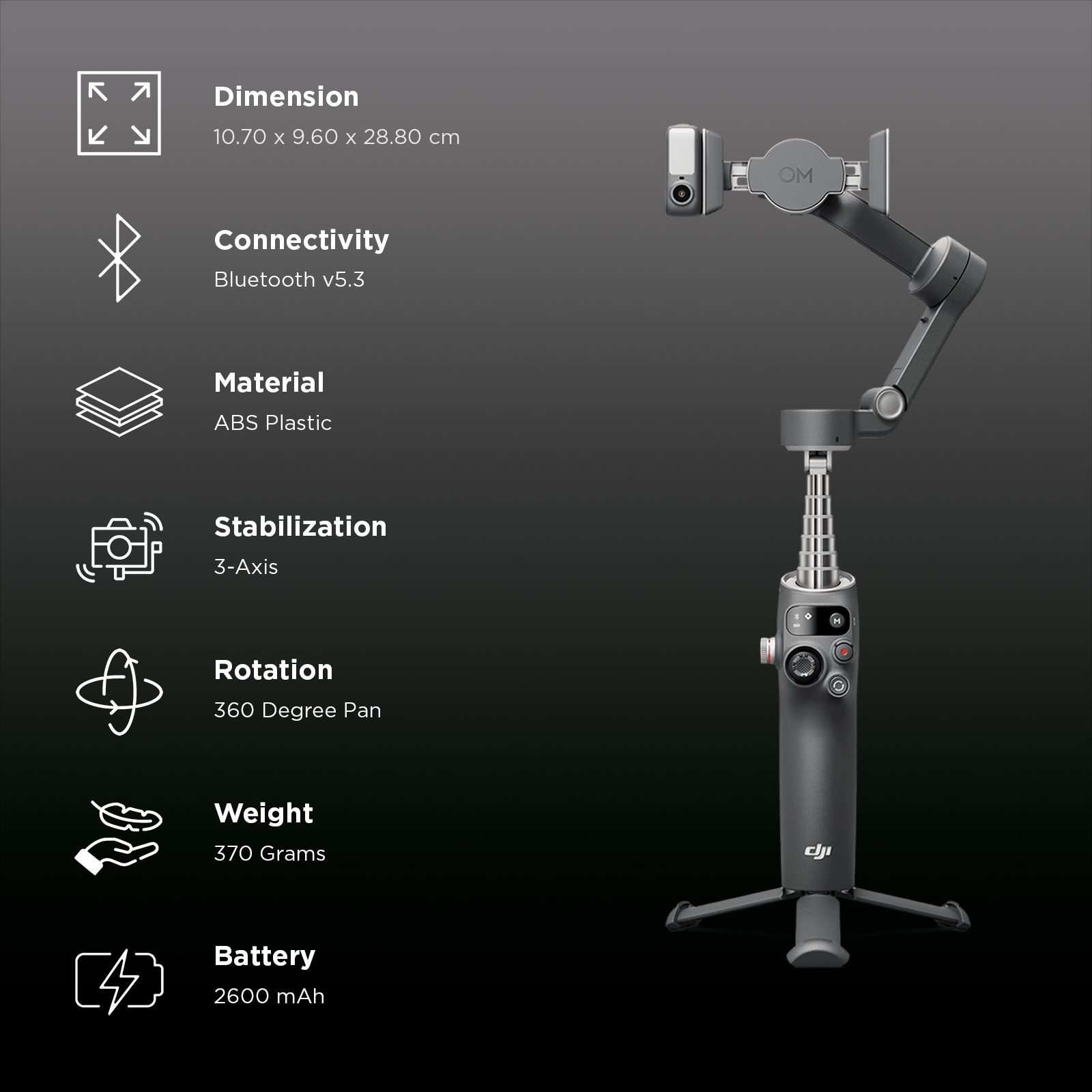 DJI OSMO 8 3-Axis Gimble for Mobile (Active Track 7.0, Black)_2