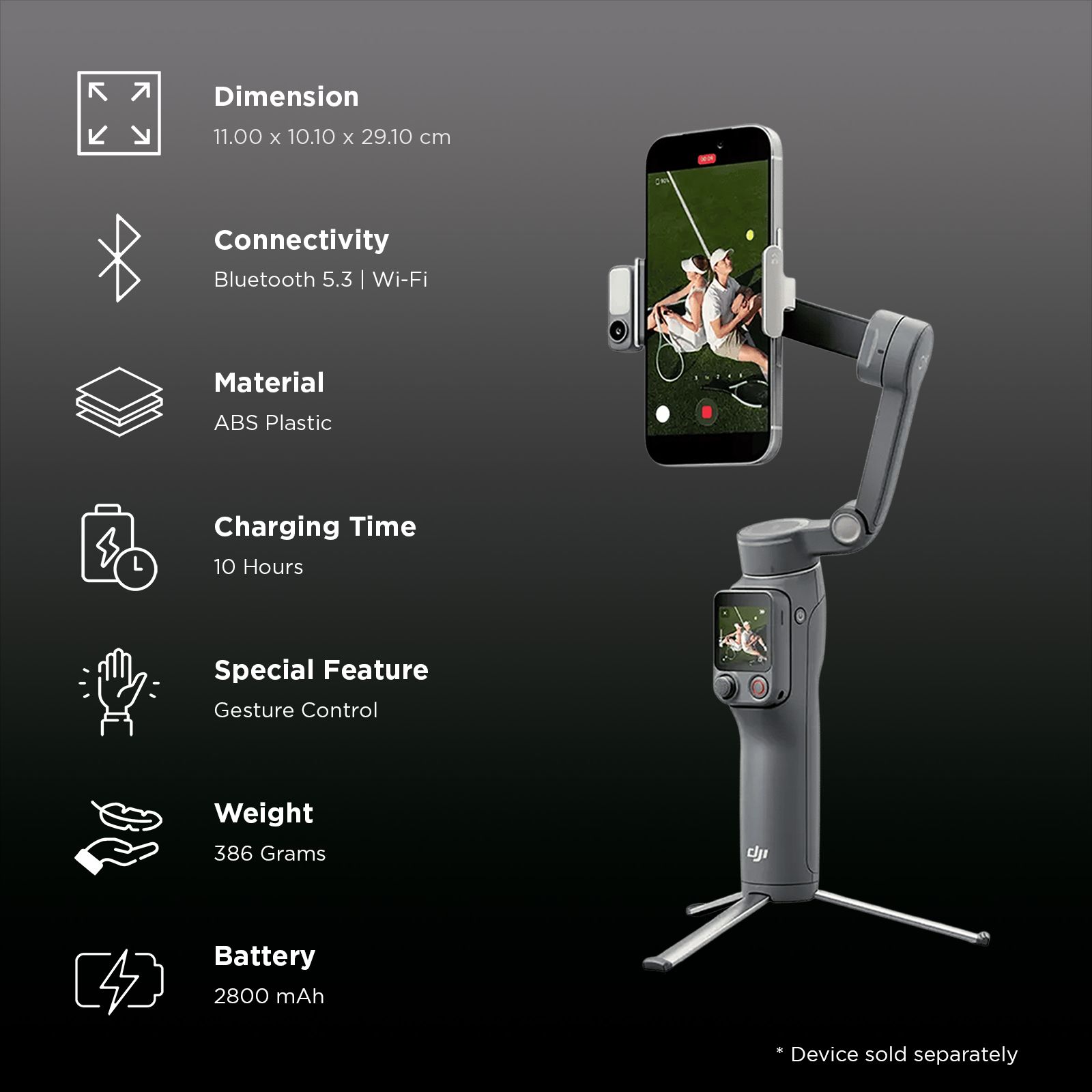 DJI 8P Advance Tracking 3-Axis Gimble for Mobile (Enhanced ActiveTrack 7.0, Black) DJI 8P Advance Tracking 3-Axis Gimble for Mobile (Enhanced ActiveTrack 7.0, Black)_2