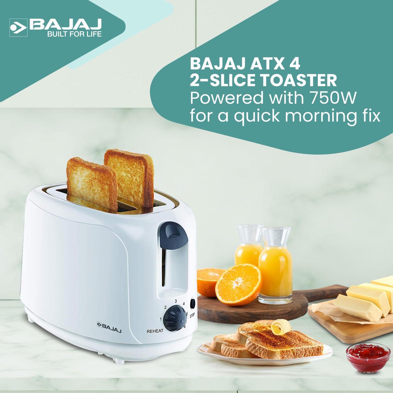 BAJAJ Majesty 750W 2 Slice Pop-Up Toaster with Slide Out Crumb Tray (White) BAJAJ Majesty 750W 2 Slice Pop-Up Toaster with Slide Out Crumb Tray (White)_14