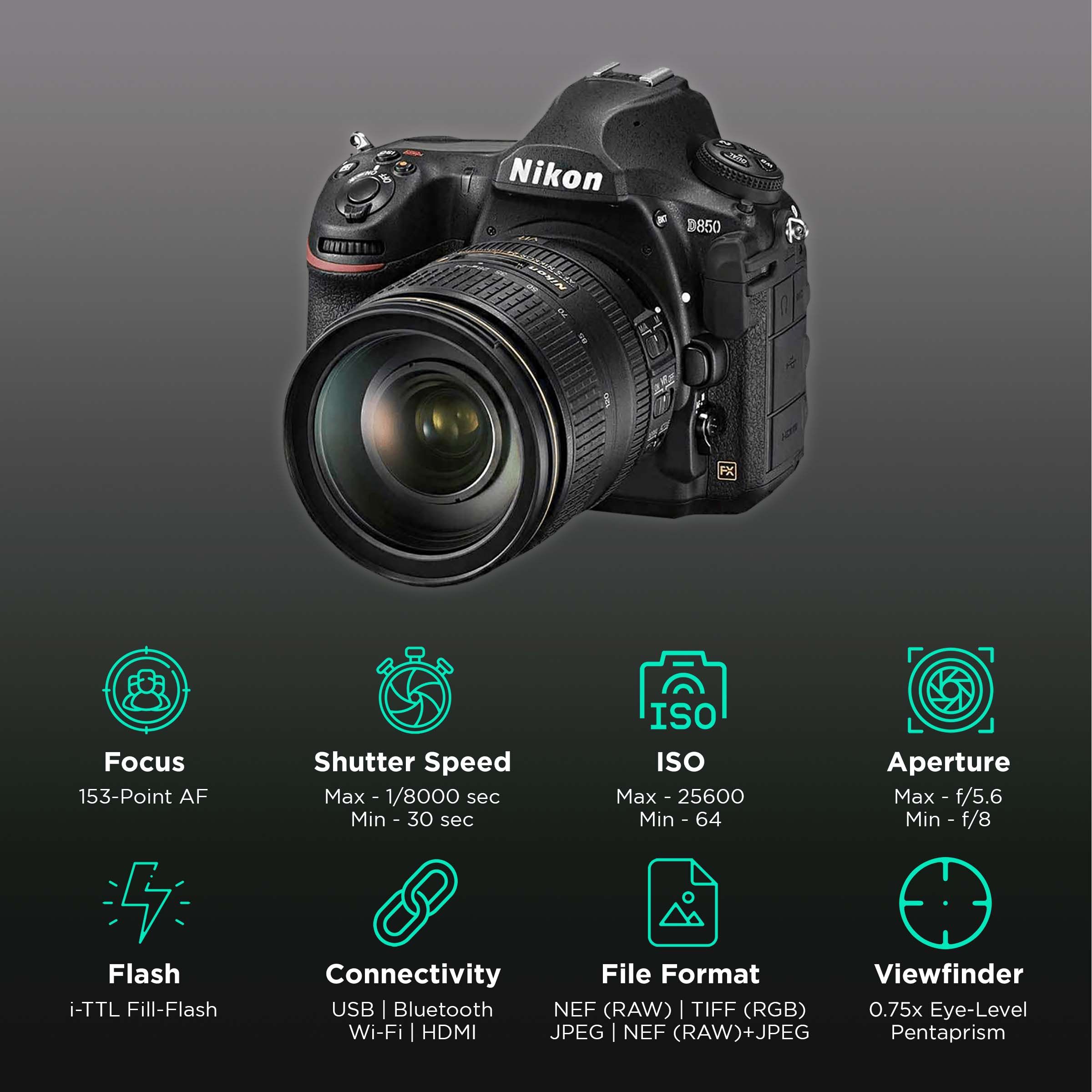 Nikon D850 45.7MP DSLR Camera (24-120 mm Lens, 35.9 x 23.9 mm Sensor, 153 Point AF System) Nikon D850 45.7MP DSLR Camera (24-120 mm Lens, 35.9 x 23.9 mm Sensor, 153 Point AF System)_3
