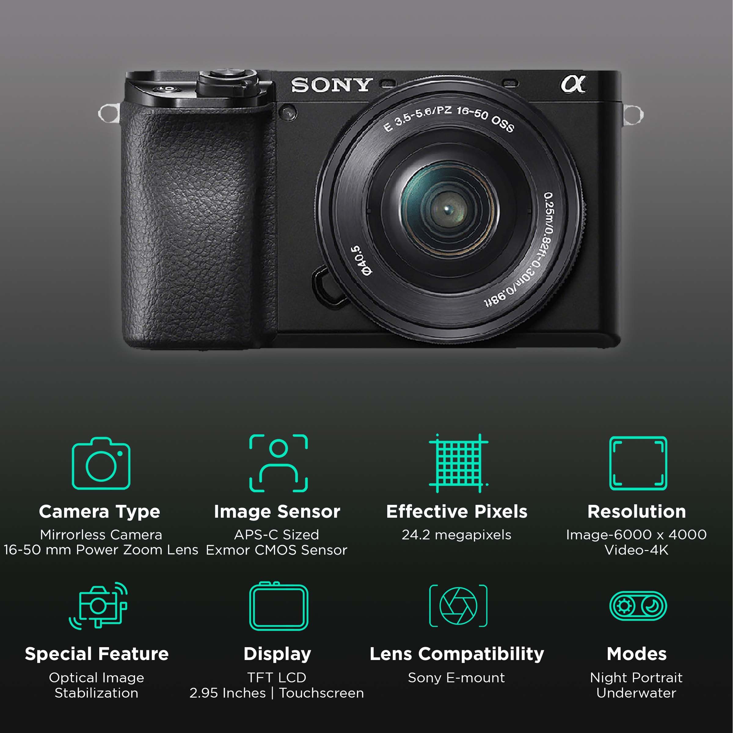 SONY Alpha 6100 24.2MP Mirrorless Camera (16-50 mm Lens, 23.5 x 15.6 mm Sensor, Tiltable LCD Screen) SONY Alpha 6100 24.2MP Mirrorless Camera (16-50 mm Lens, 23.5 x 15.6 mm Sensor, Tiltable LCD Screen)_2
