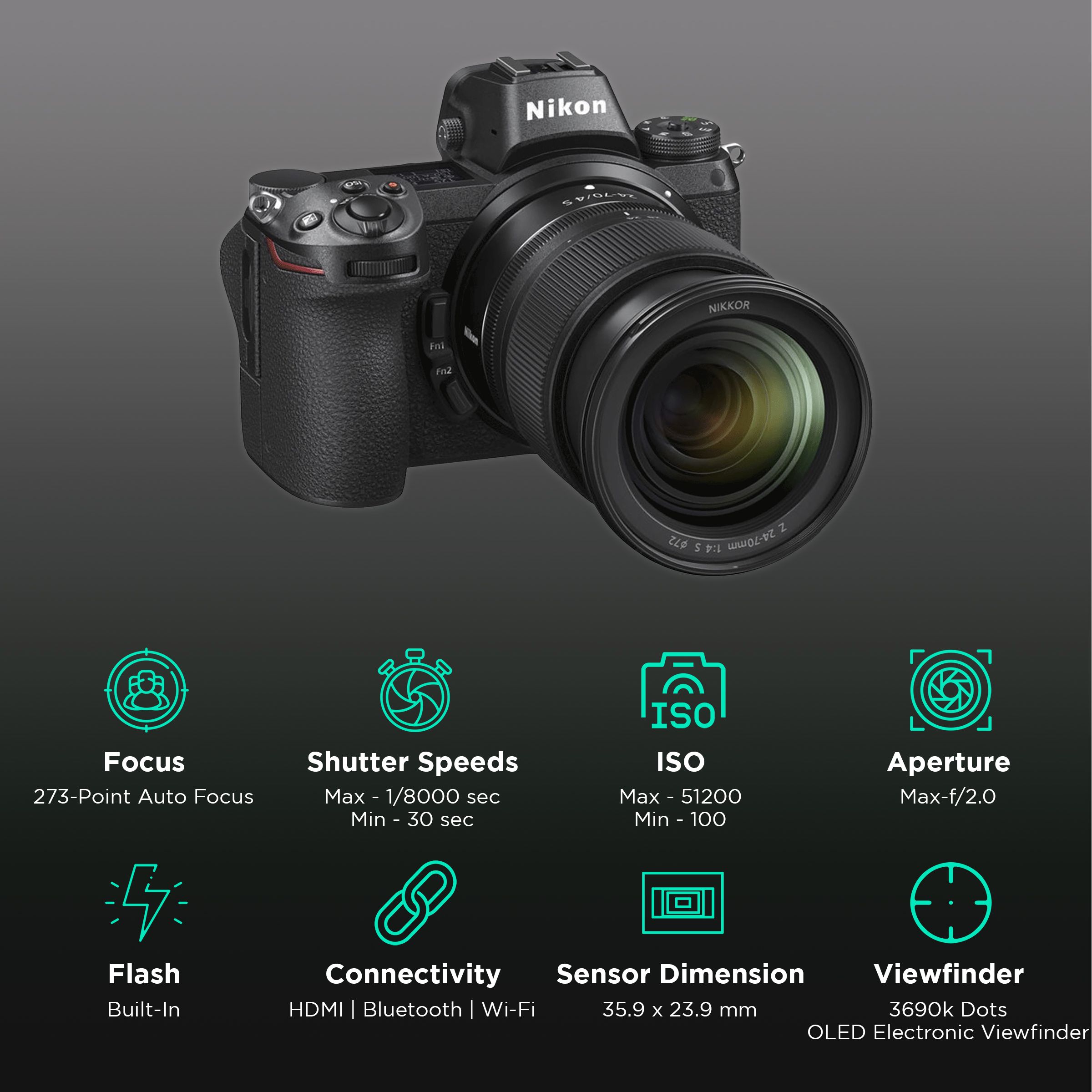 Nikon Z 5 24.3MP Mirrorless Camera (24-70 mm Lens, 35.9 x 23.9 mm Sensor, Tilting TFT Touch-Sensitive LCD) Nikon Z 5 24.3MP Mirrorless Camera (24-70 mm Lens, 35.9 x 23.9 mm Sensor, Tilting TFT Touch-Sensitive LCD)_3