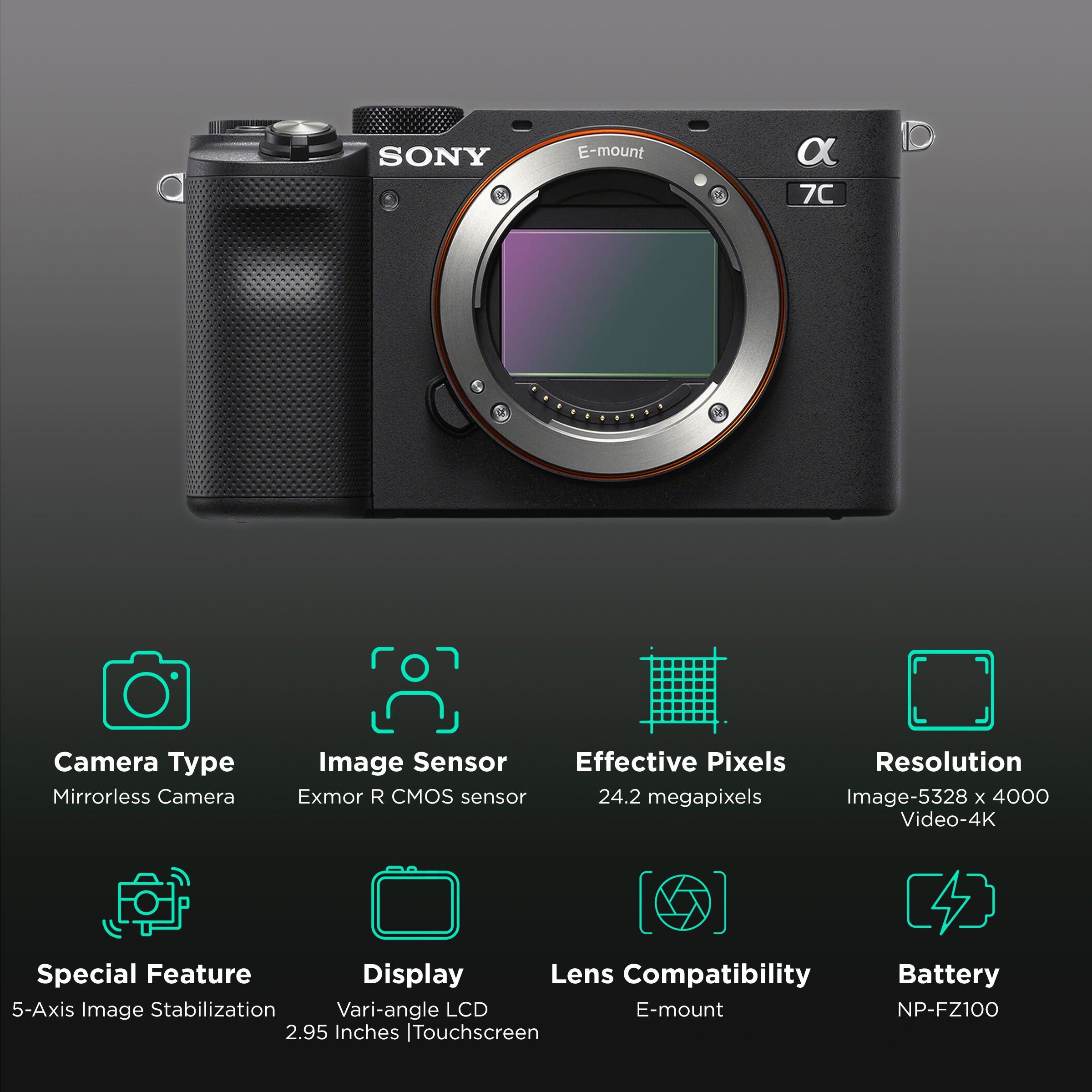 SONY Alpha 7C 24.2MP Mirrorless Camera (Body Only, 35.6 x 23.8 mm Sensor, Real Time Eye Auto Focus)_2