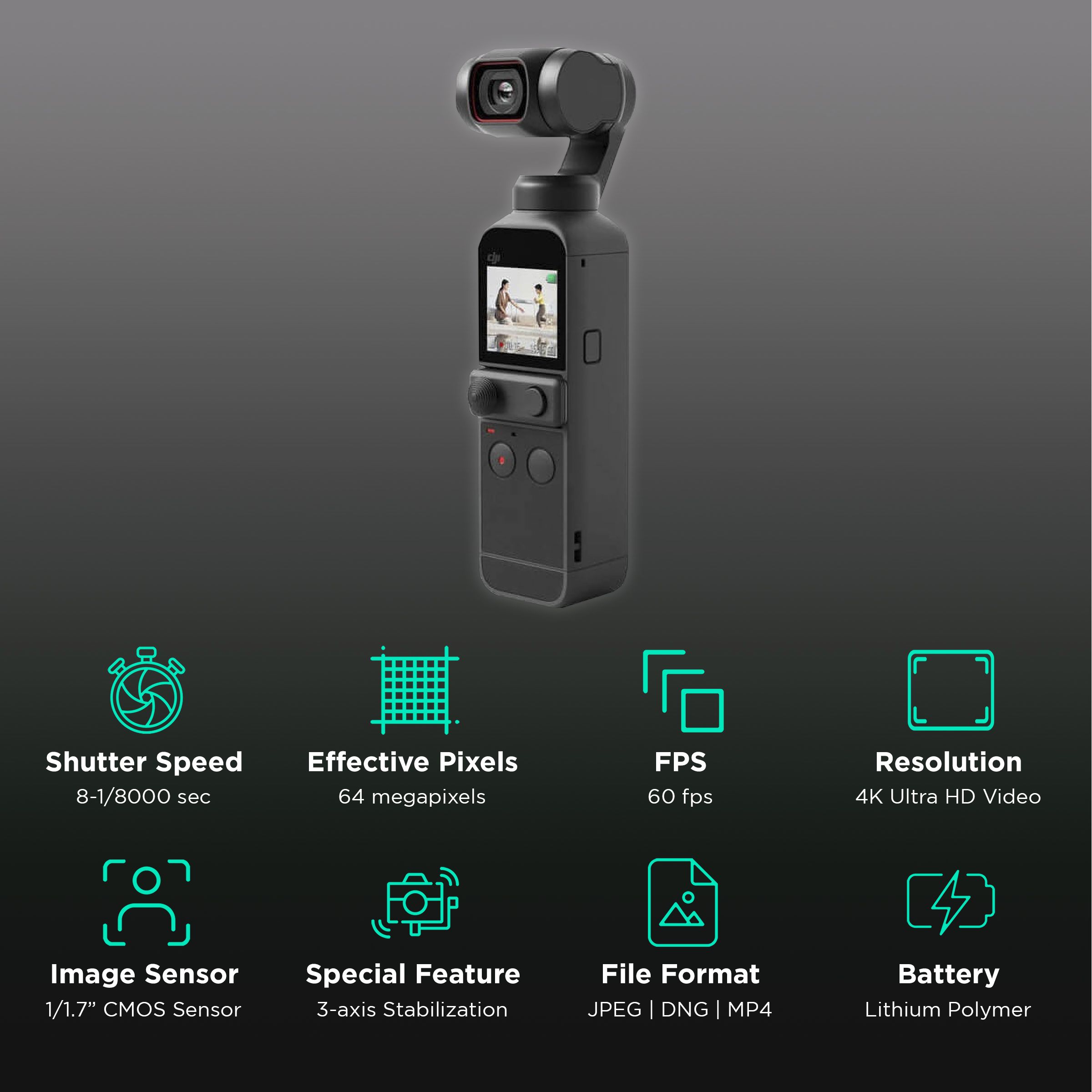 DJI Pocket 2 4K and 64MP 60 FPS Action Camera with Motorized Stabilization (Black) DJI Pocket 2 4K and 64MP 60 FPS Action Camera with Motorized Stabilization (Black)_2