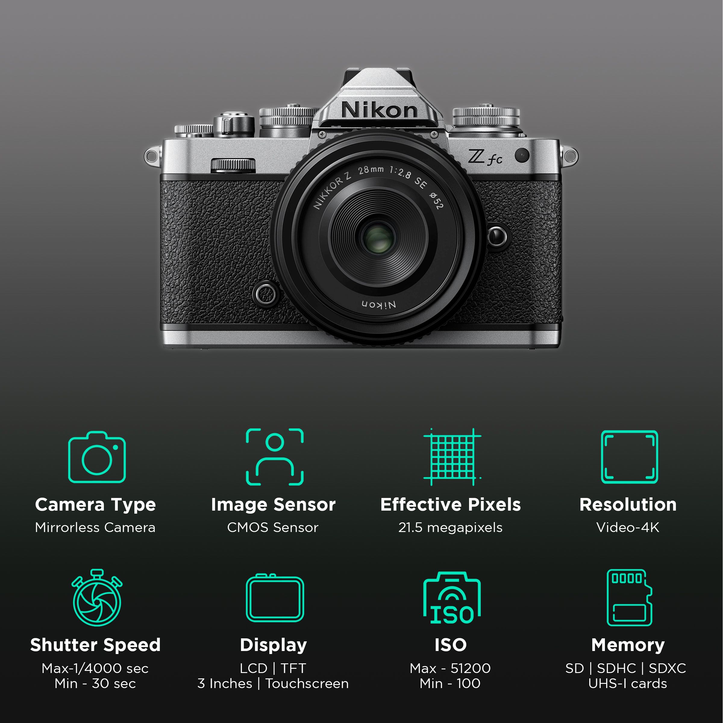 Nikon Z FC 20.9MP Mirrorless Camera (28 mm Lens, 15.7 x 23.5 mm Sensor, Full-Time Eye-Detection Auto Focus) Nikon Z FC 20.9MP Mirrorless Camera (28 mm Lens, 15.7 x 23.5 mm Sensor, Full-Time Eye-Detection Auto Focus)_2
