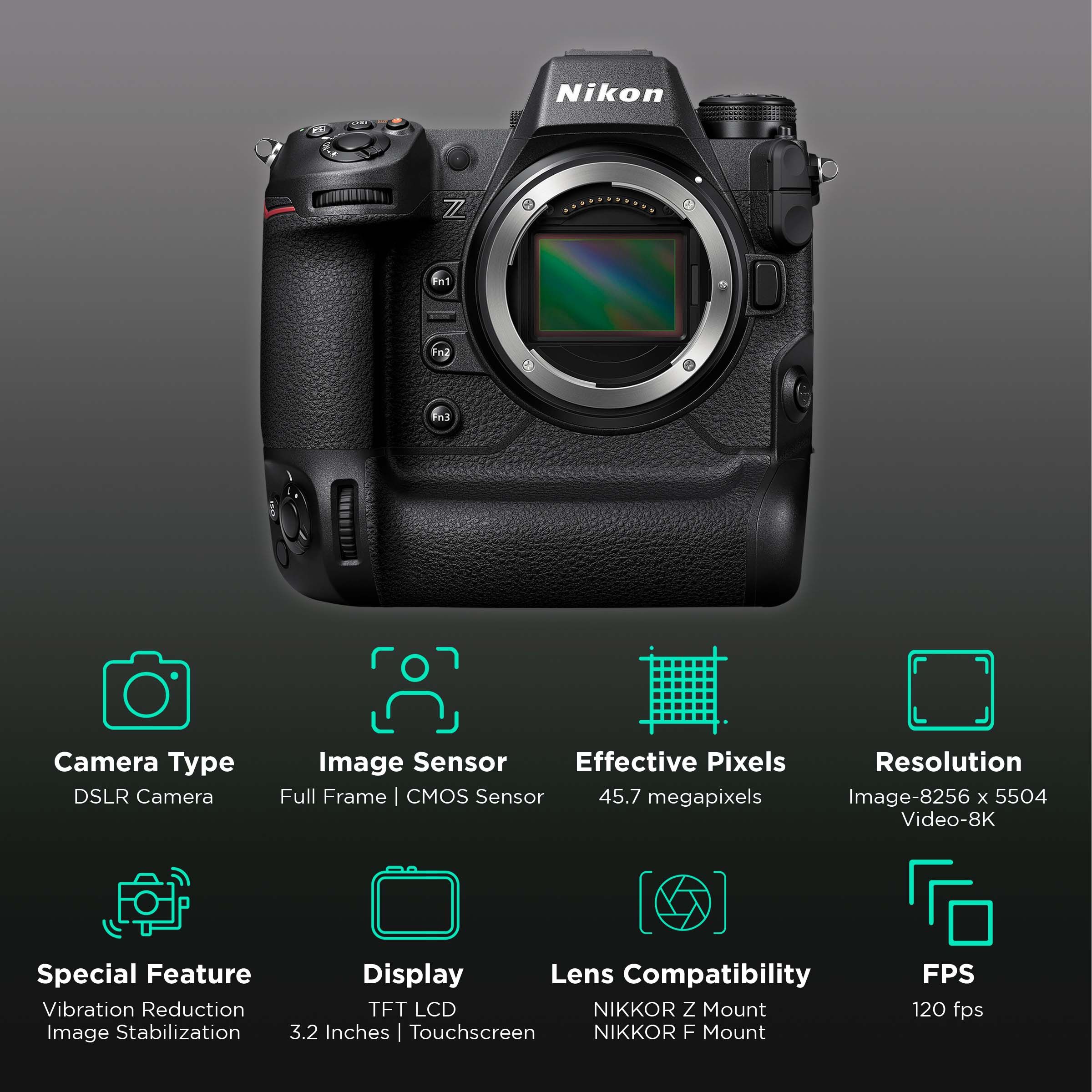 Nikon Z 9 45.7MP Mirrorless Camera (Body Only, 35.9 x 23.9 mm Sensor, 5-Axis Image Sensor Shift) Nikon Z 9 45.7MP Mirrorless Camera (Body Only, 35.9 x 23.9 mm Sensor, 5-Axis Image Sensor Shift)_2