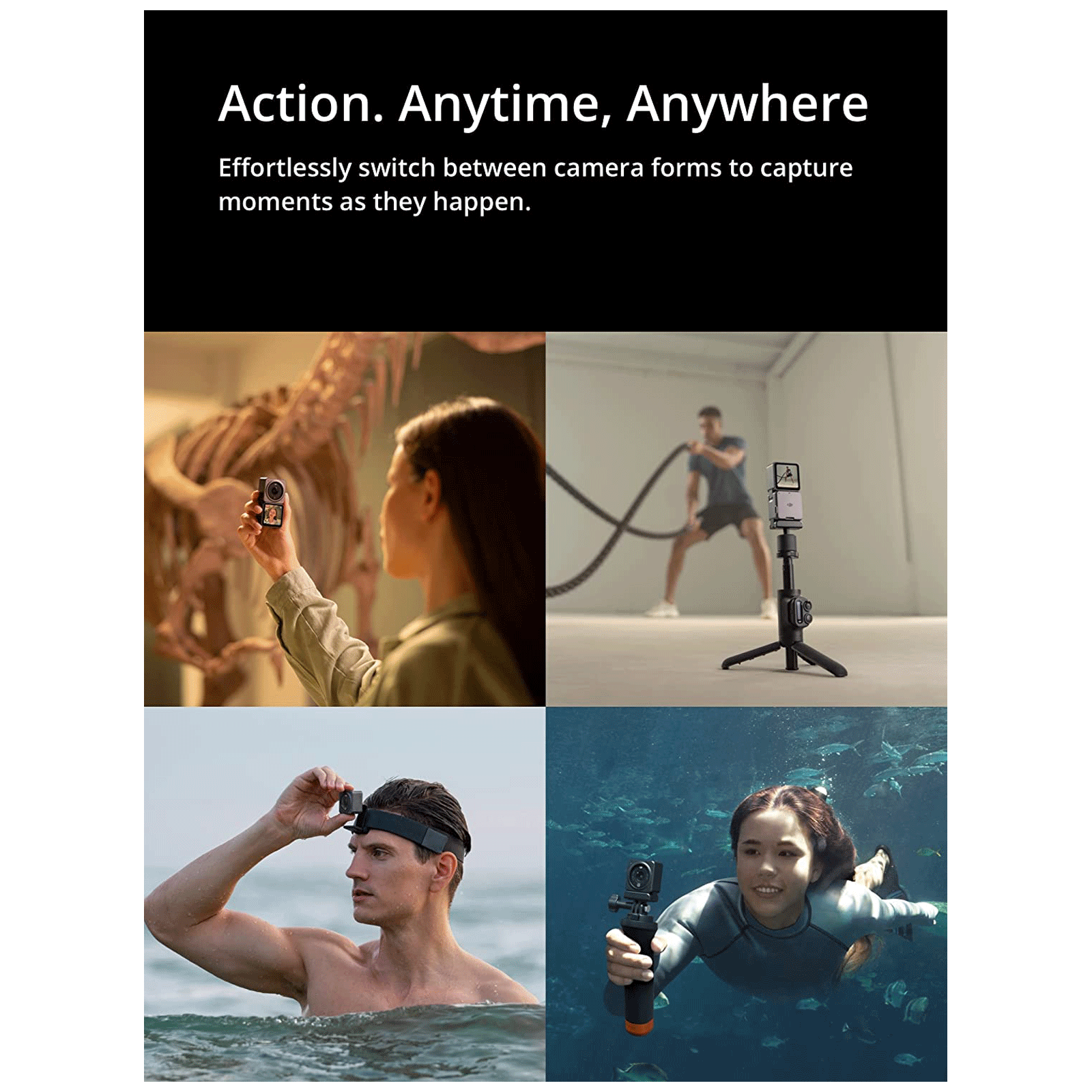 DJI Action 2 Dual Screen Combo 4K and 12MP 120 FPS Waterproof Action Camera with 4-mic Matrix Stereo (Black)_5