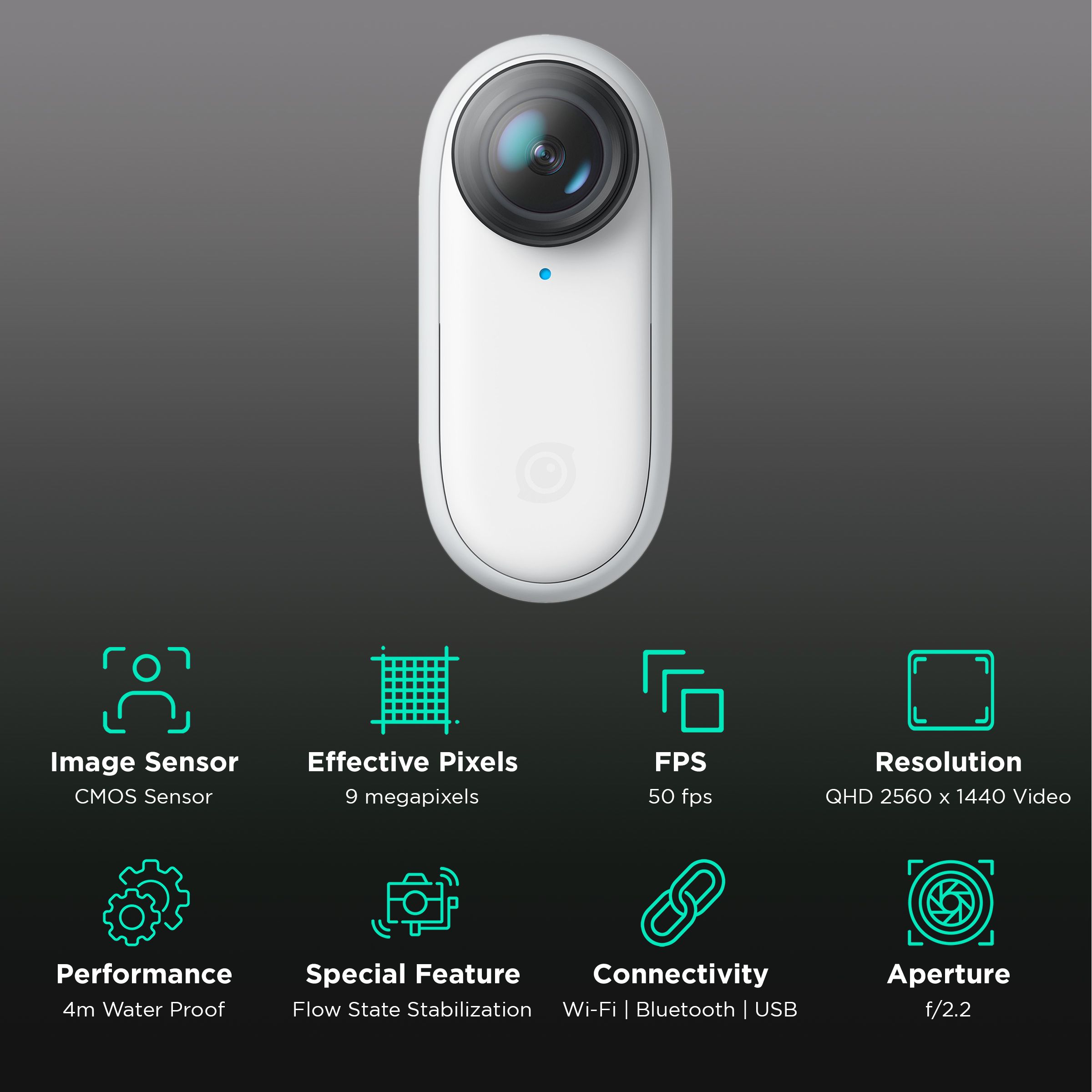 Insta360 GO 2 QHD and 9MP 50 FPS Waterproof Action Camera with FlowState Stabilization (White) Insta360 GO 2 QHD and 9MP 50 FPS Waterproof Action Camera with FlowState Stabilization (White)_2