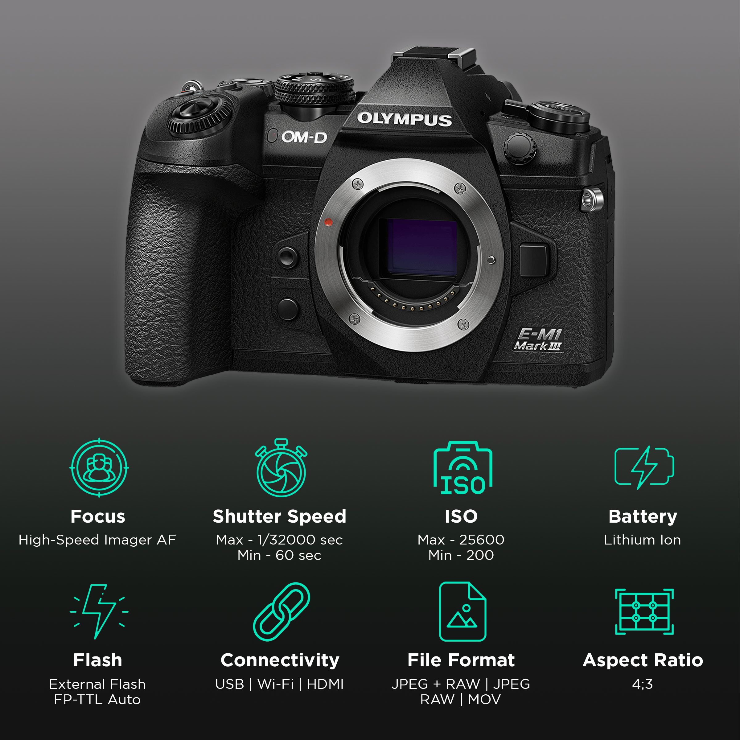 OLYMPUS OM-D E-M1 Mark lll 20.4MP Mirrorless Camera (Body Only, 17.4 x 13.0 mm Sensor, Tiltable Screen) OLYMPUS OM-D E-M1 Mark lll 20.4MP Mirrorless Camera (Body Only, 17.4 x 13.0 mm Sensor, Tiltable Screen)_3