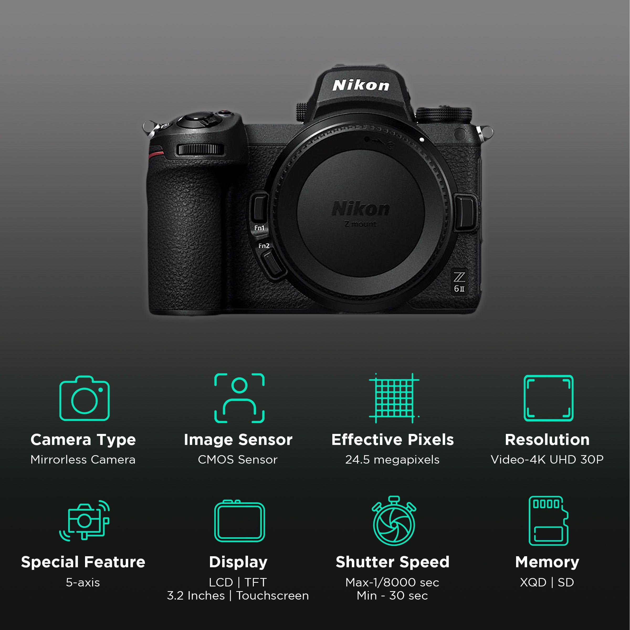 Nikon Z 6II 24.5MP Mirrorless Camera (24-120 mm Lens, 35.9 x 23.9 mm Sensor, Tilting TFT Touch-Sensitive LCD) Nikon Z 6II 24.5MP Mirrorless Camera (24-120 mm Lens, 35.9 x 23.9 mm Sensor, Tilting TFT Touch-Sensitive LCD)_2