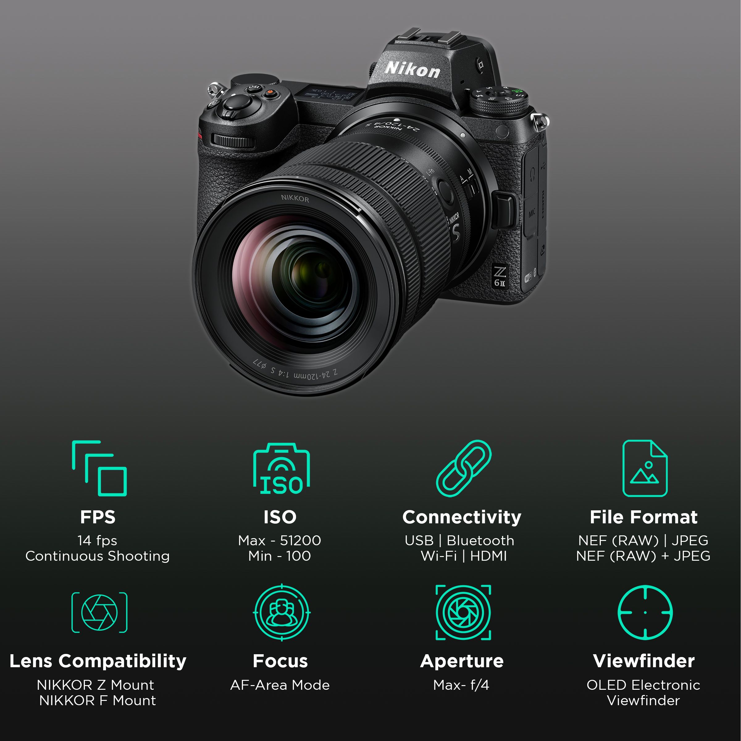 Nikon Z 6II 24.5MP Mirrorless Camera (24-120 mm Lens, 35.9 x 23.9 mm Sensor, Tilting TFT Touch-Sensitive LCD) Nikon Z 6II 24.5MP Mirrorless Camera (24-120 mm Lens, 35.9 x 23.9 mm Sensor, Tilting TFT Touch-Sensitive LCD)_3