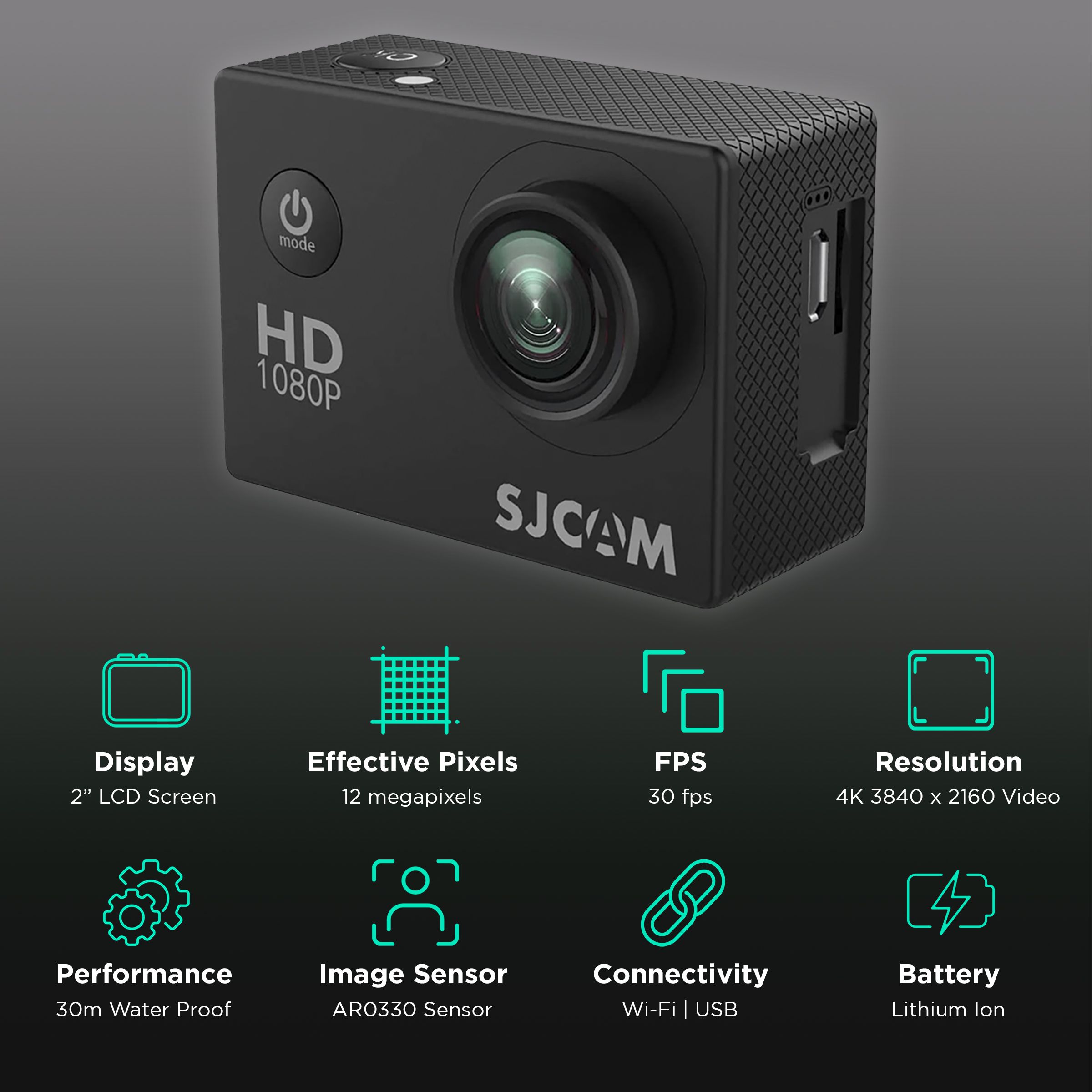 SJCAM SJ4000 4K and 12MP 30 FPS Waterproof Action Camera with 170 Degree Wide Angle (Black) SJCAM SJ4000 4K and 12MP 30 FPS Waterproof Action Camera with 170 Degree Wide Angle (Black)_2