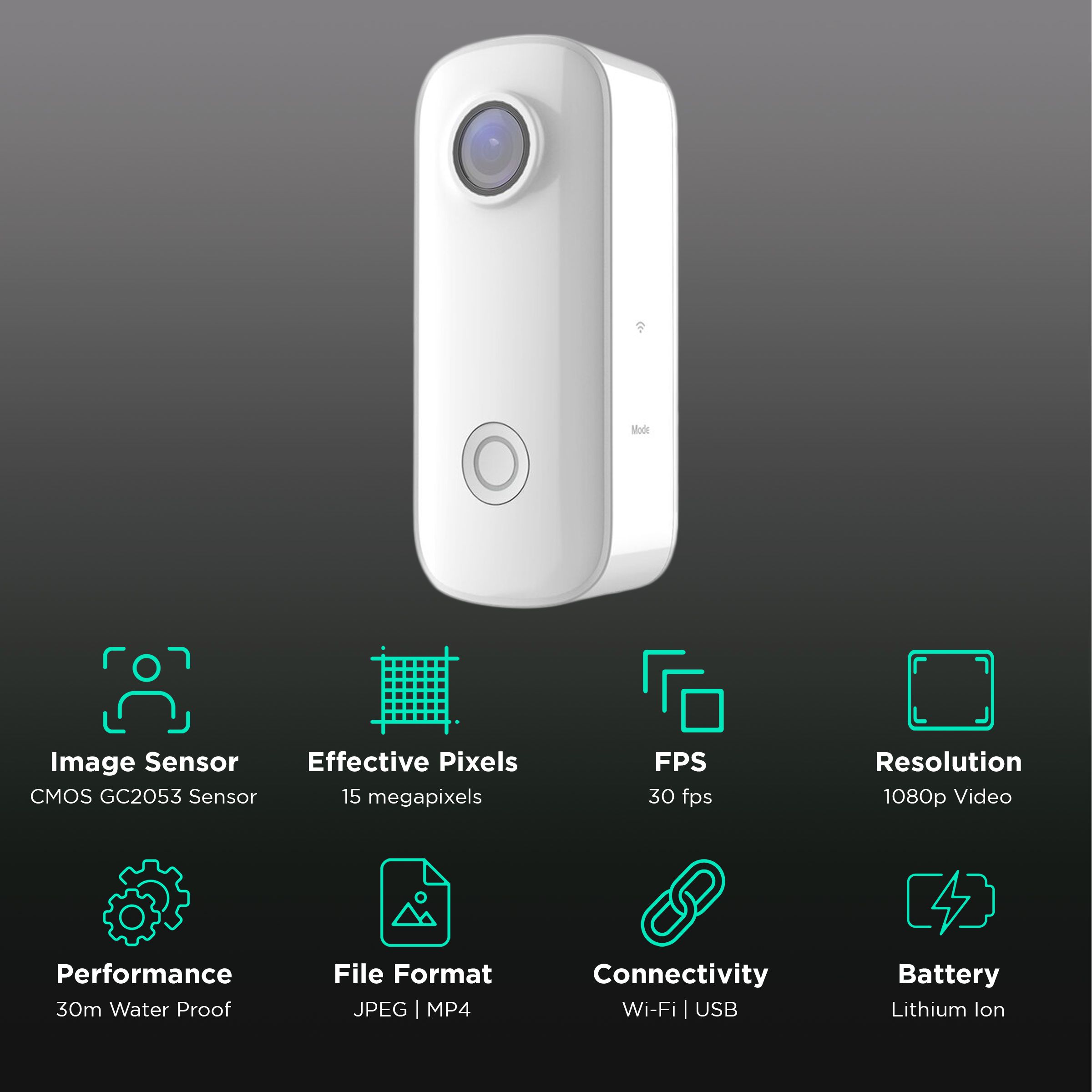 SJCAM C100 Full HD and 15MP 30 FPS Waterproof Action Camera with Magnetic Body (White)_2