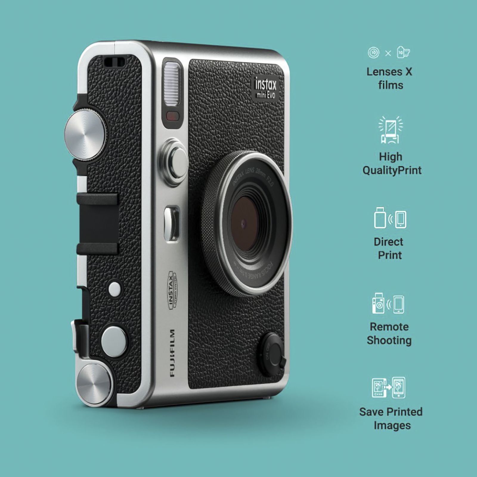 FUJIFILM Instax Mini EVO Premium Edition Instant Camera with 20 Instant Films (Black)_5